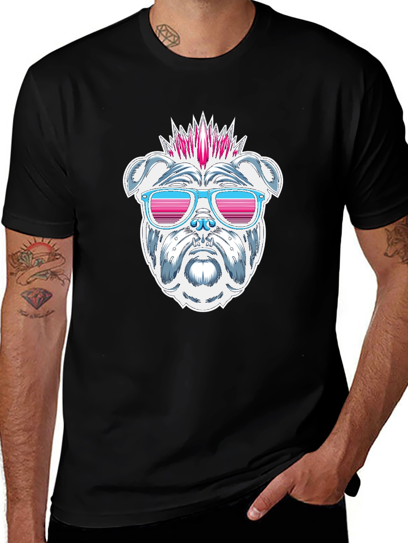 Variant 3 of Cool Bulldog Graphic T-Shirt - Black