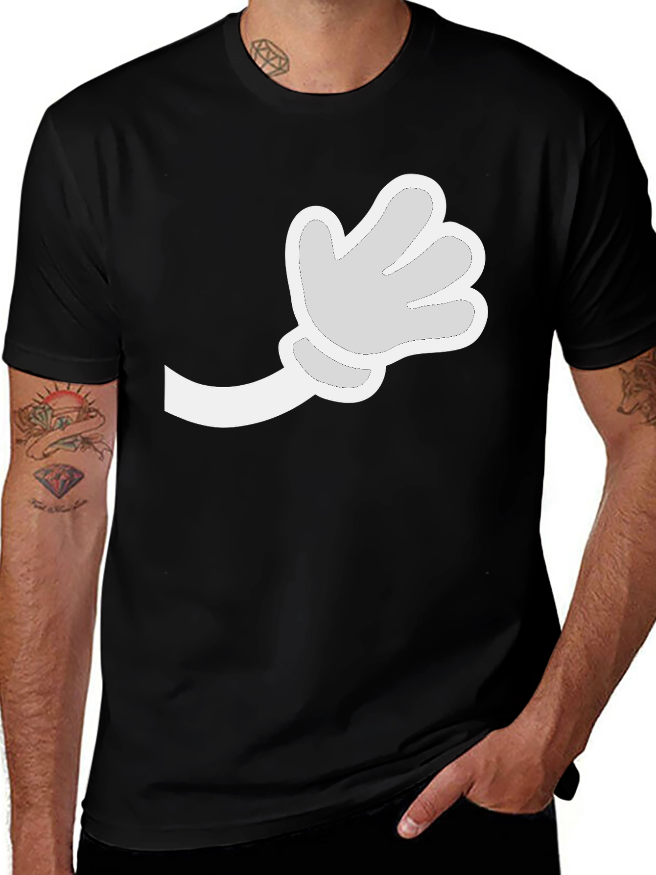 Variant 10 of Cartoon Hand Gesture Black T-Shirt