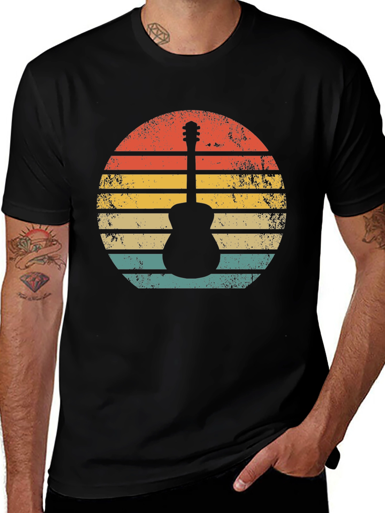Variant 14 of Retro Guitar Sunset T-Shirt - Vintage Style Music Tee