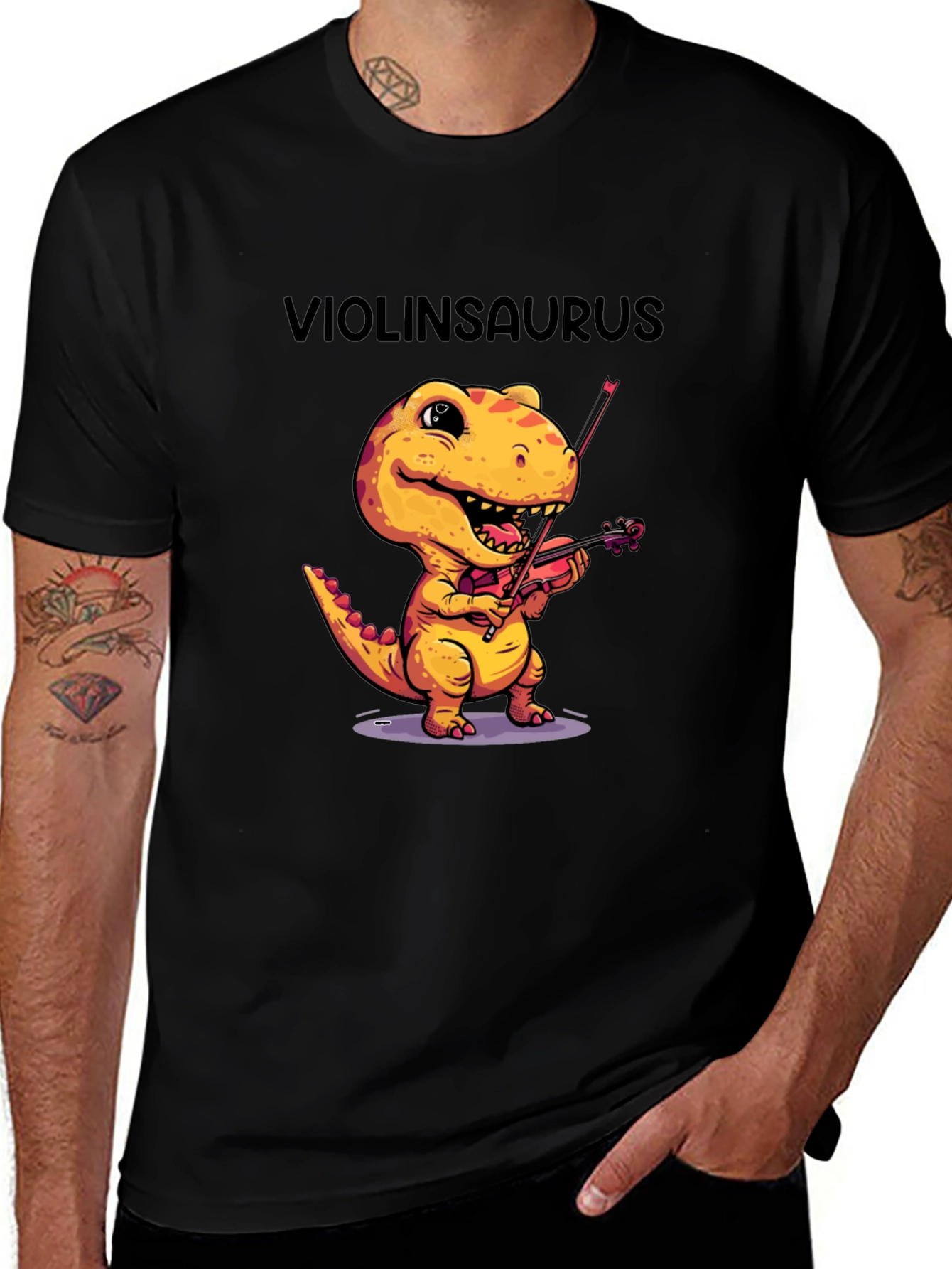 Variant 9 of Violin Dinosaur T-Shirt - Funny Dino Musician Tee