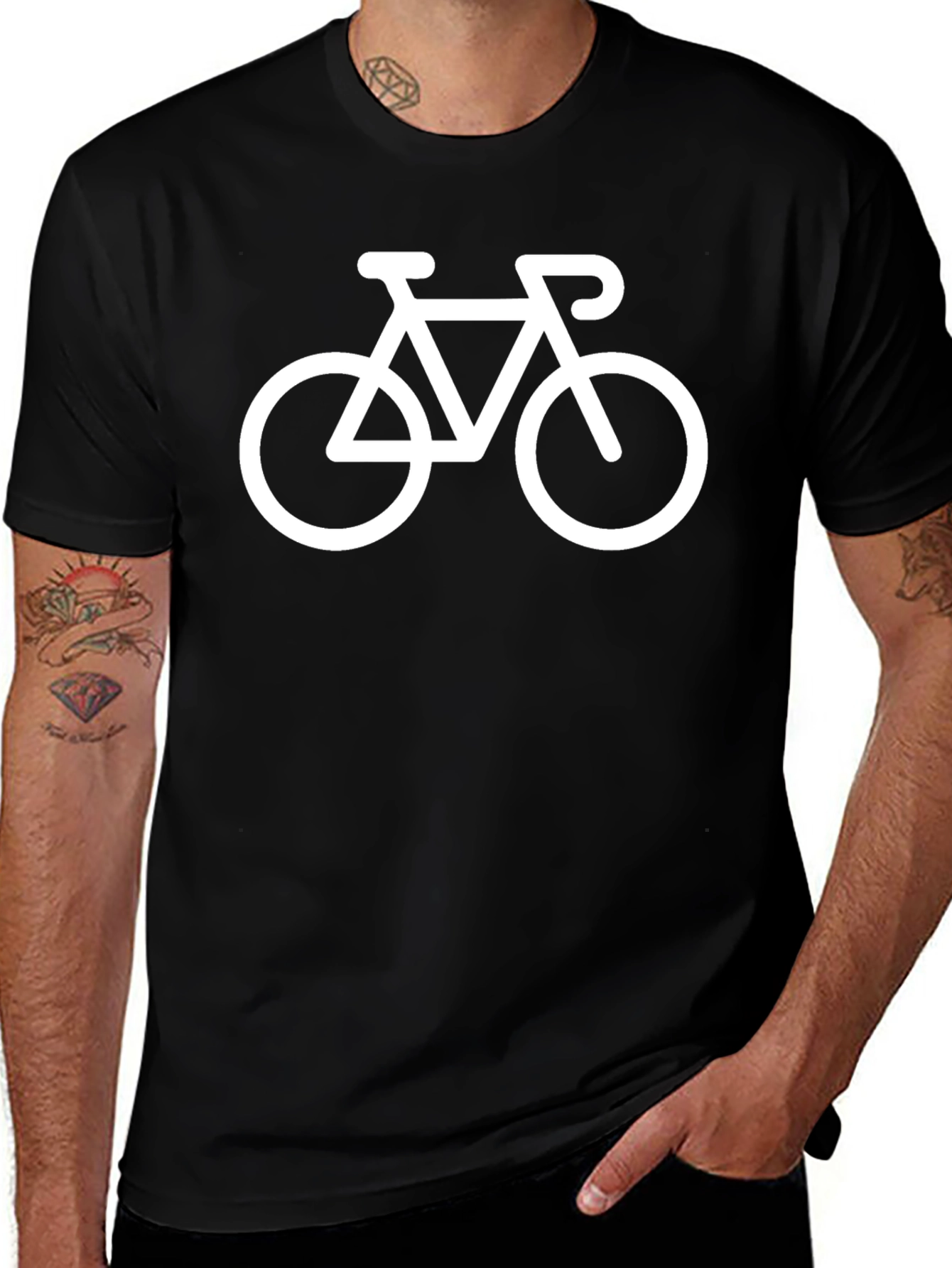 Variant 6 of Black T-Shirt with White Bicycle Graphic