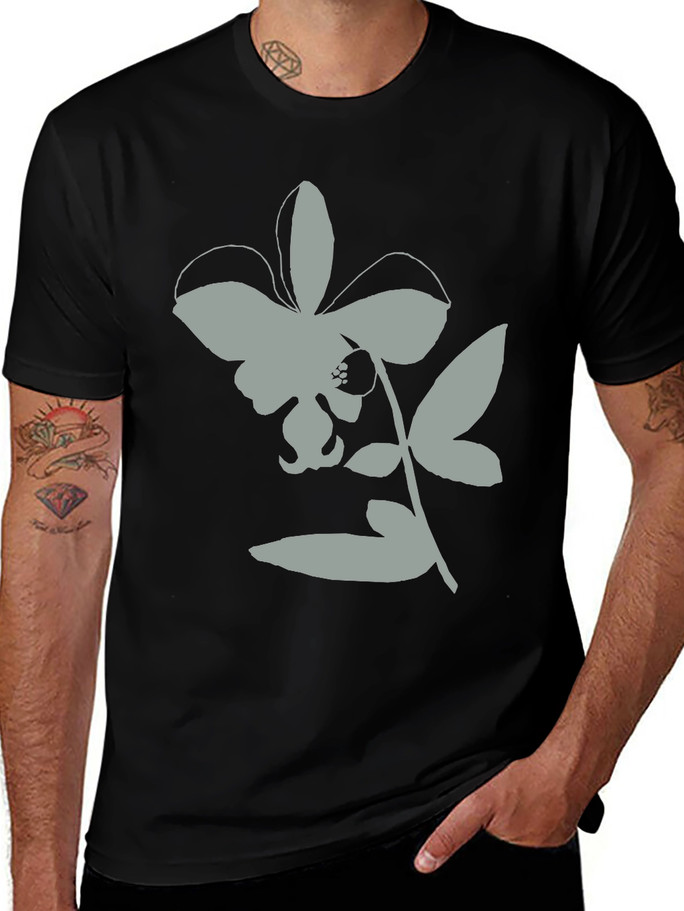 Variant 14 of Orchid Graphic Black T-Shirt
