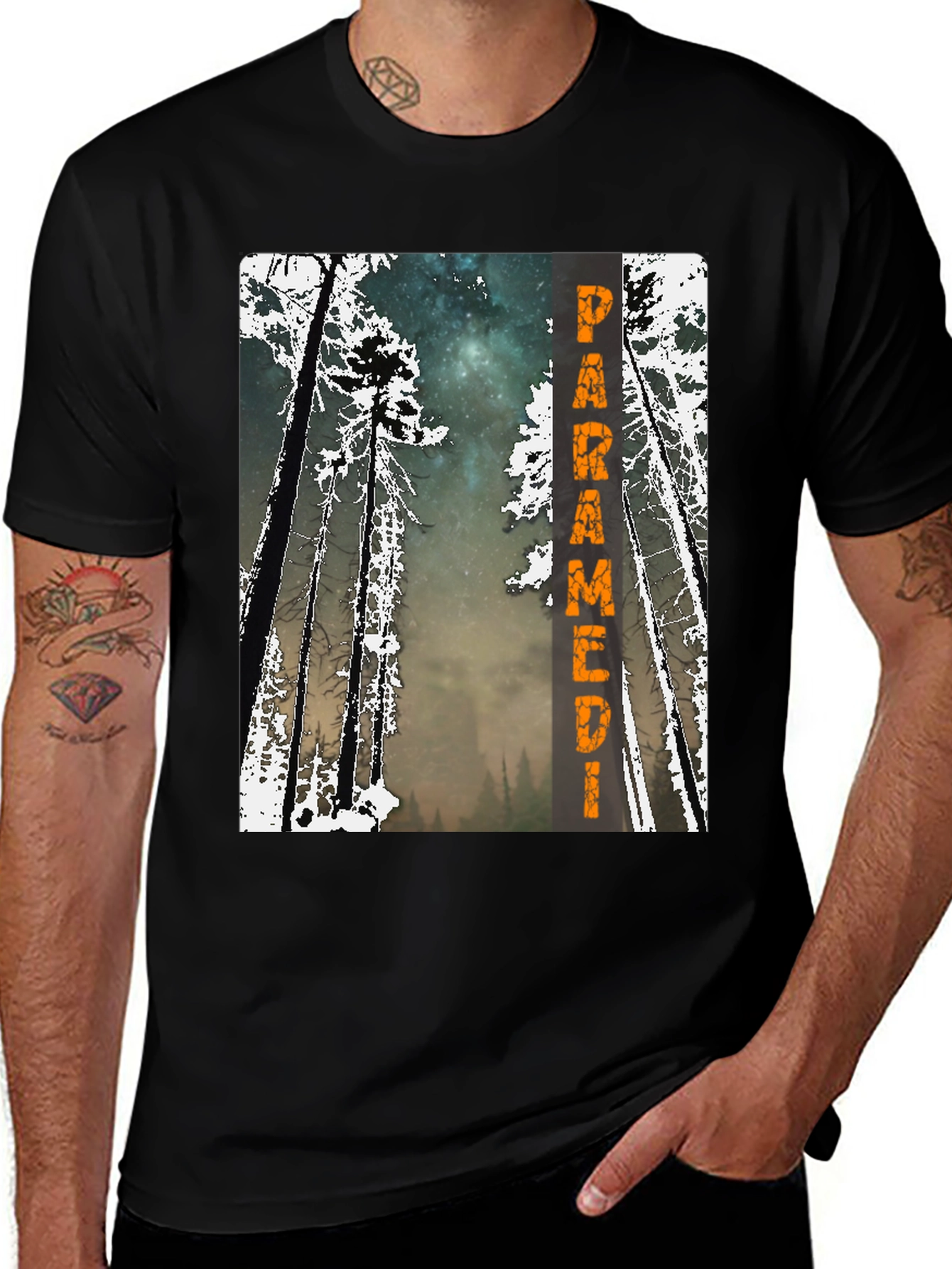 Paramedic Forest Graphic Tee - Black Cotton Shirt