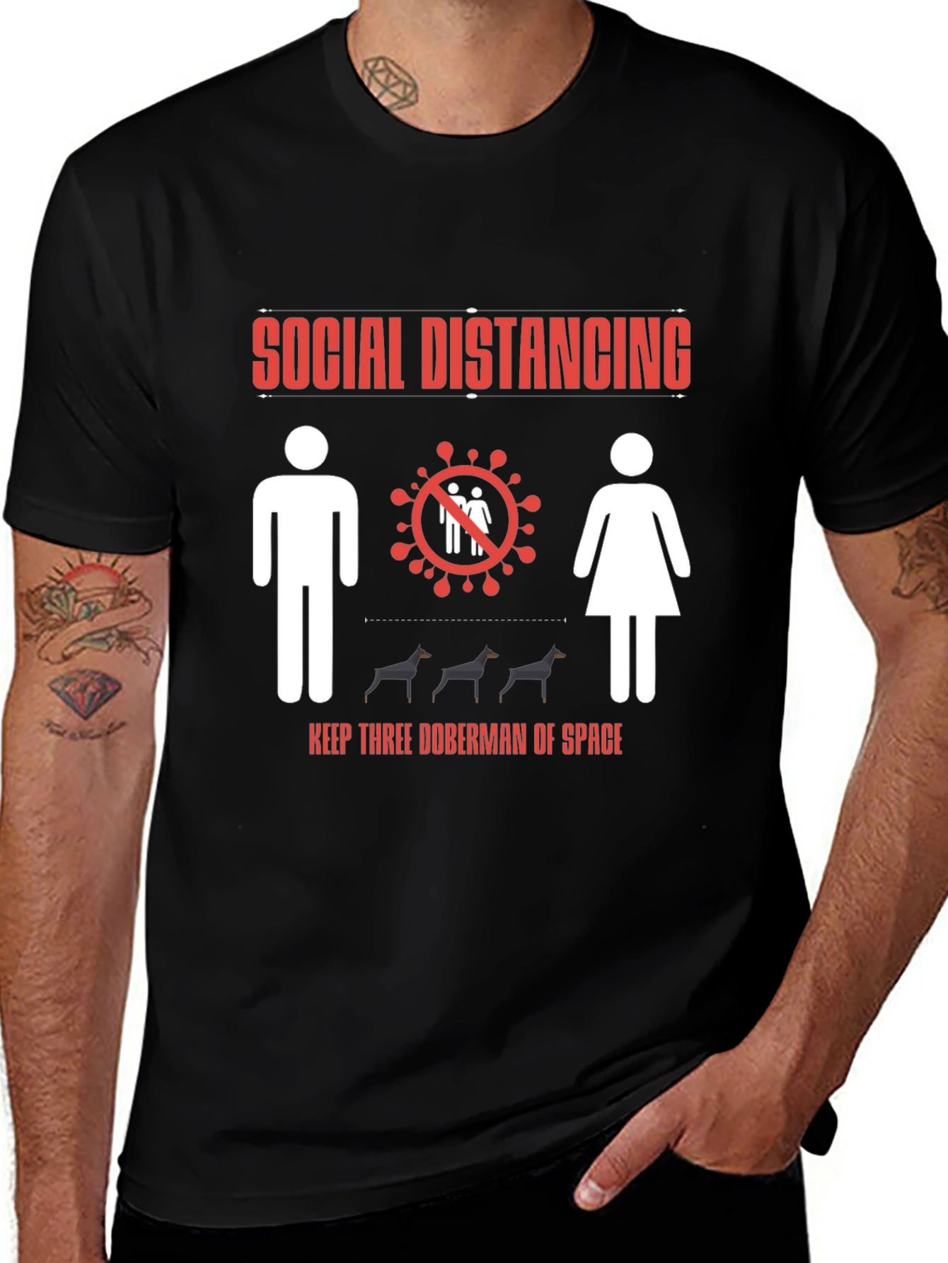 Variant 30 of Social Distancing Doberman T-Shirt