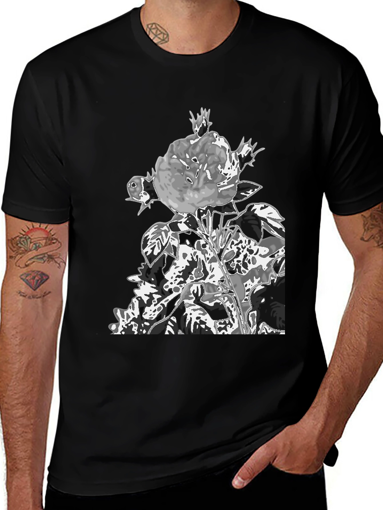 Variant 23 of Floral Graphic Black T-Shirt