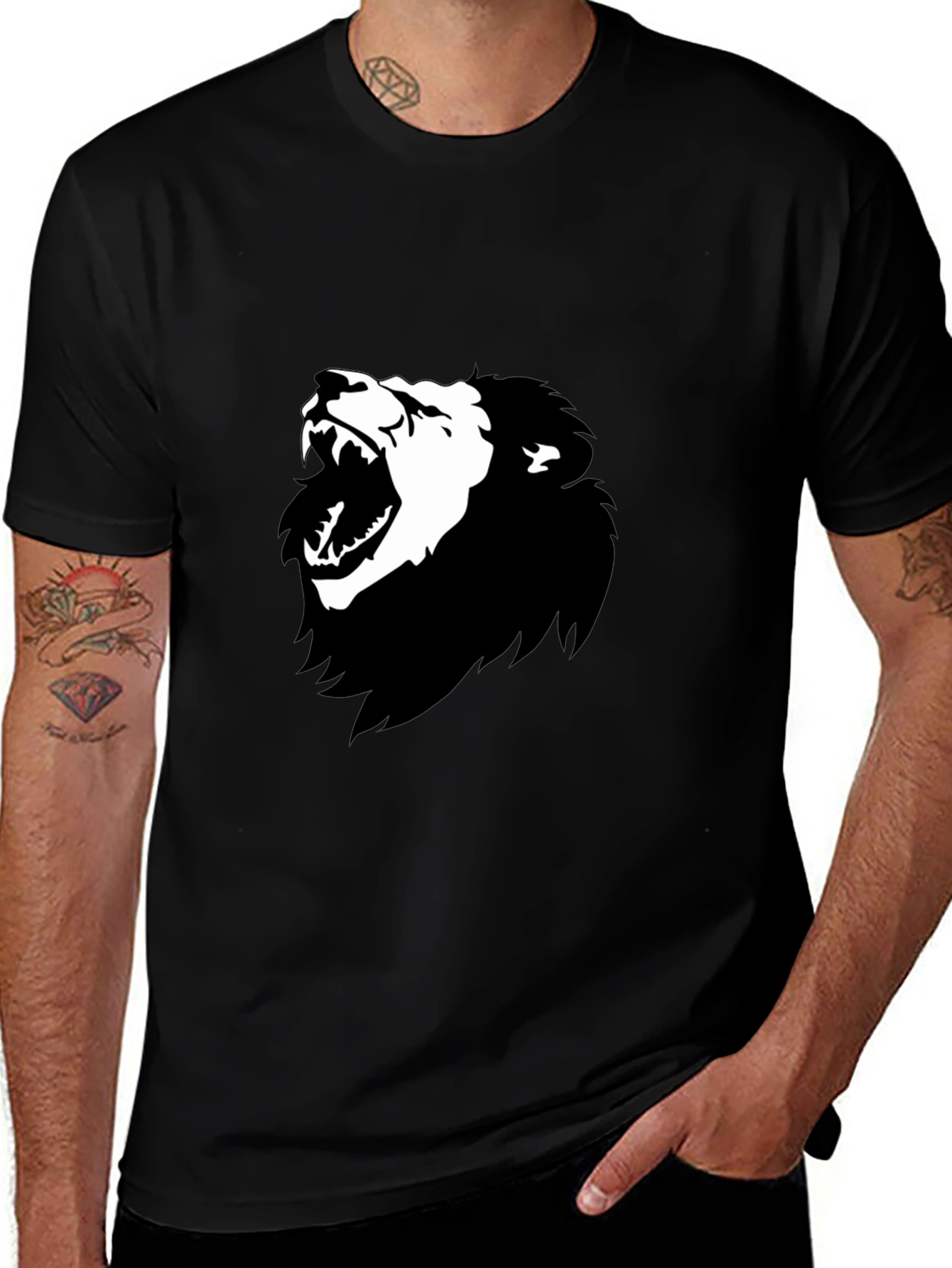 Variant 14 of Men's Black Lion Graphic Print T-Shirt