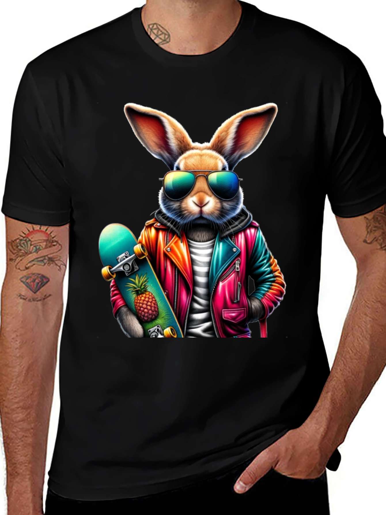 Variant 6 of Cool Rabbit Skateboarder Graphic T-Shirt