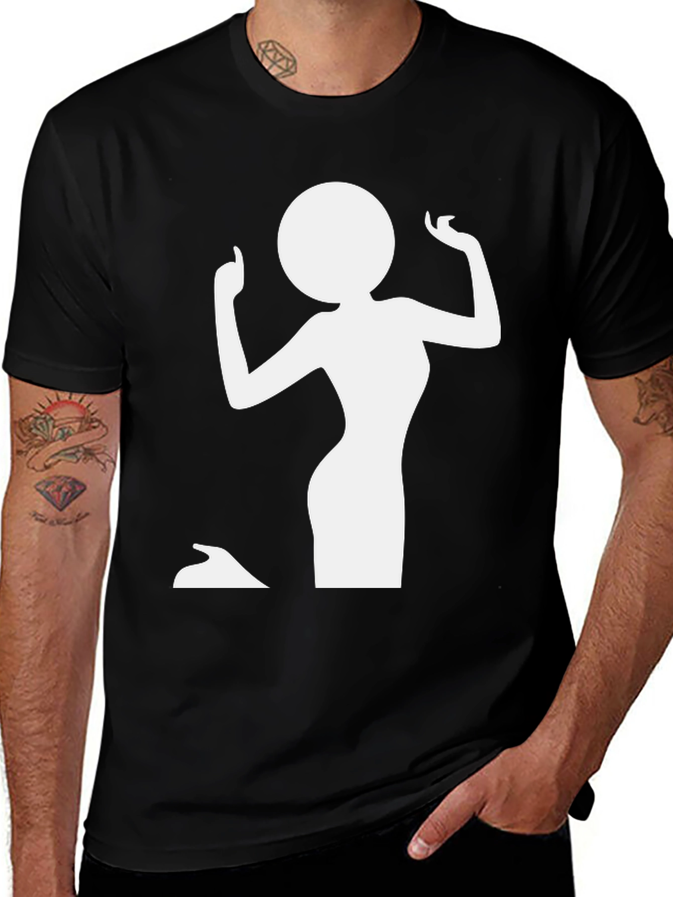 Silhouette Woman Graphic Tee - Black Casual T-Shirt