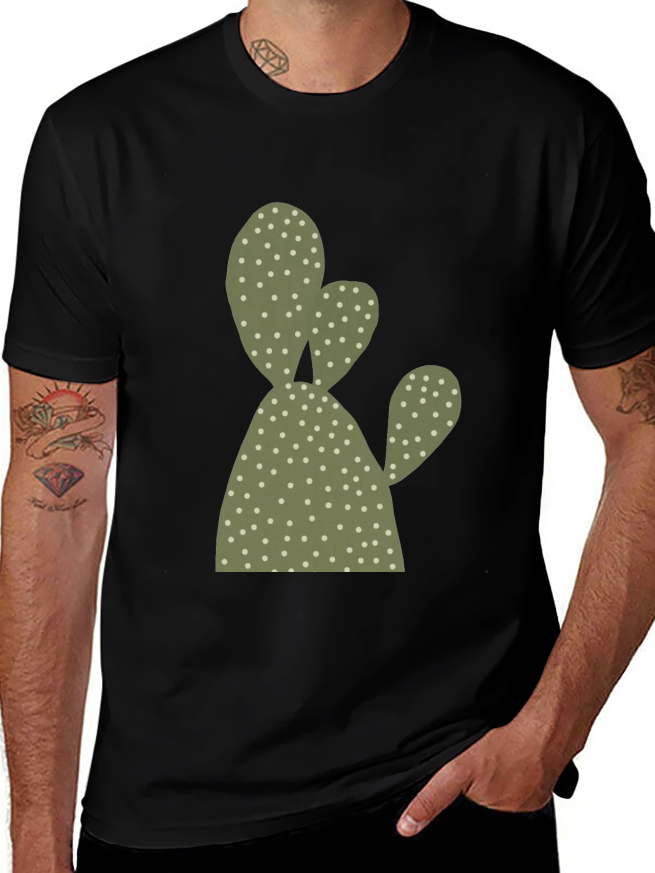 Variant 17 of Cactus Print Black T-Shirt