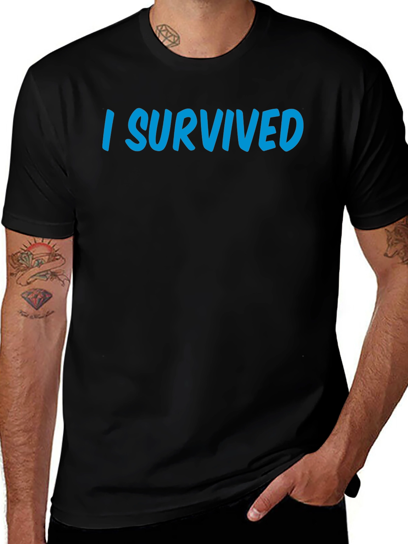 Variant 20 of I Survived Graphic T-Shirt - Black Cotton Tee