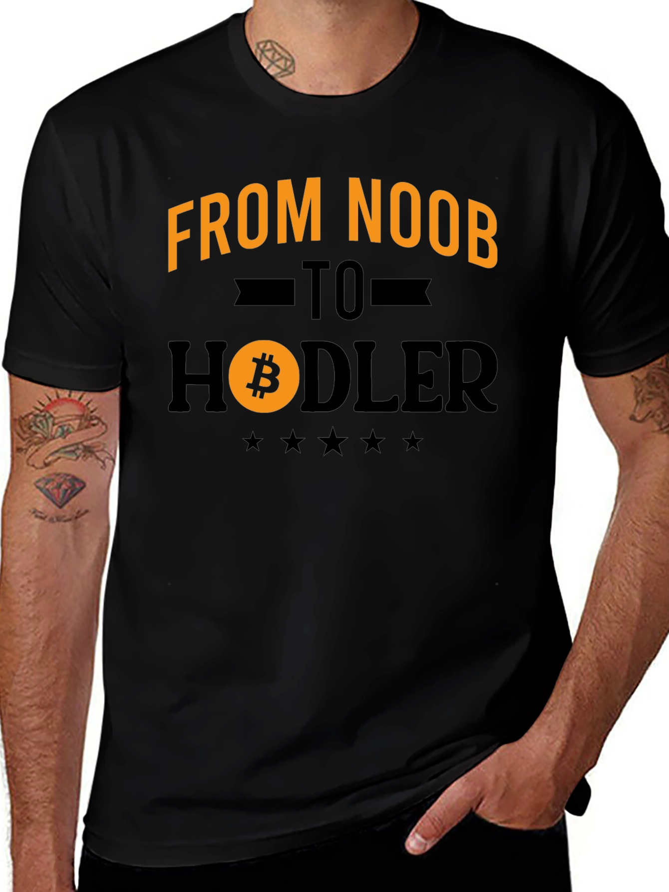 Variant 16 of From Noob to Hodler Bitcoin Black T-Shirt
