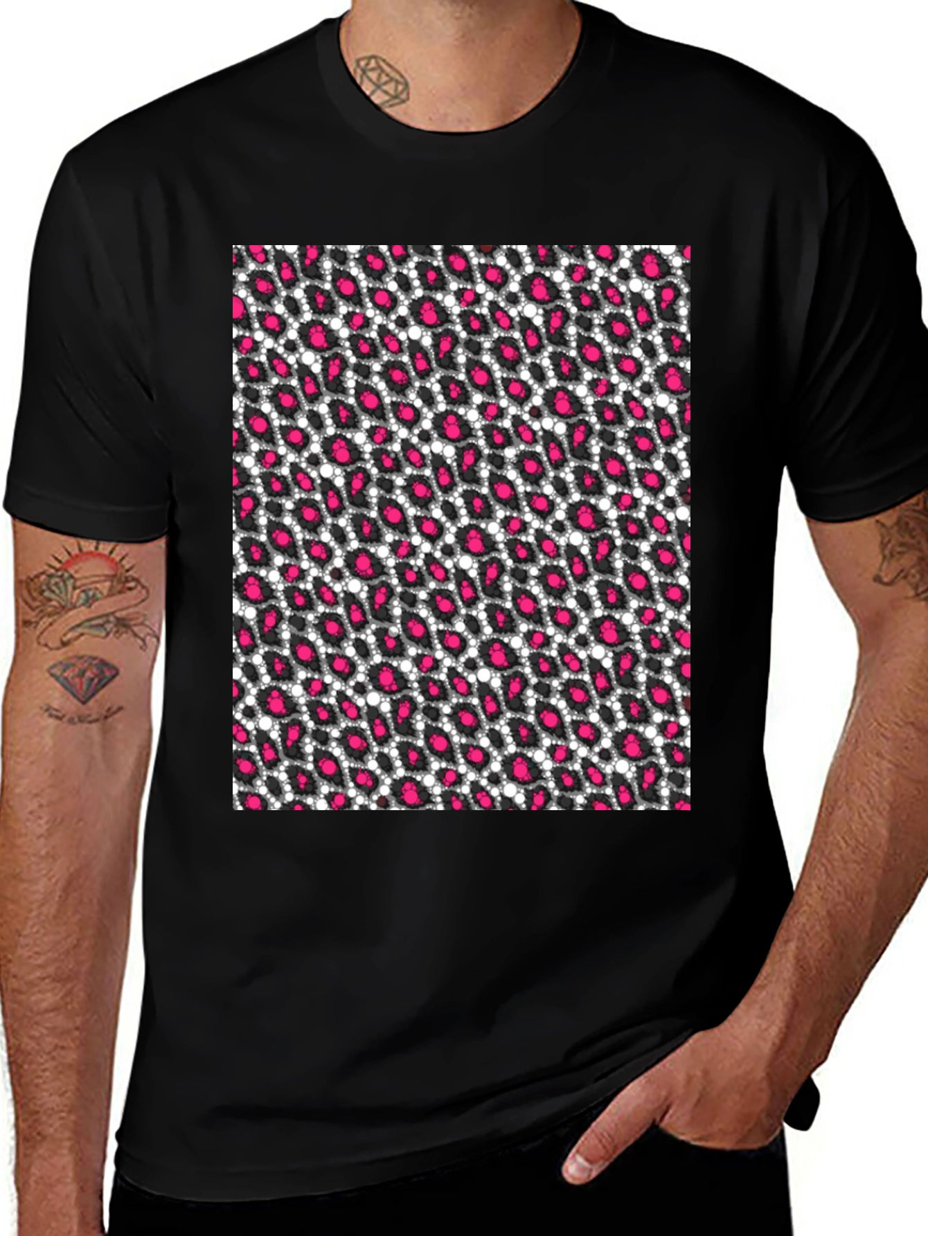 Variant 4 of Black T-Shirt with Pink Leopard Print