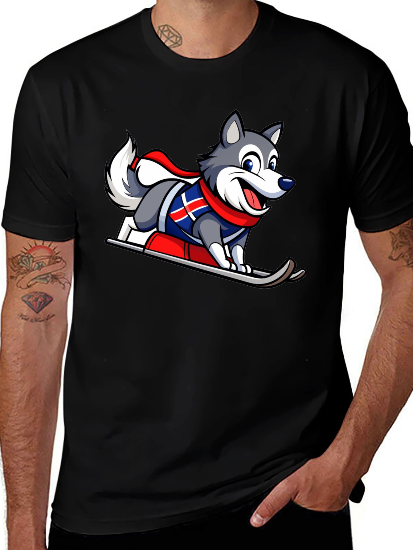 Variant 18 of Cartoon Dog Skiing T-Shirt