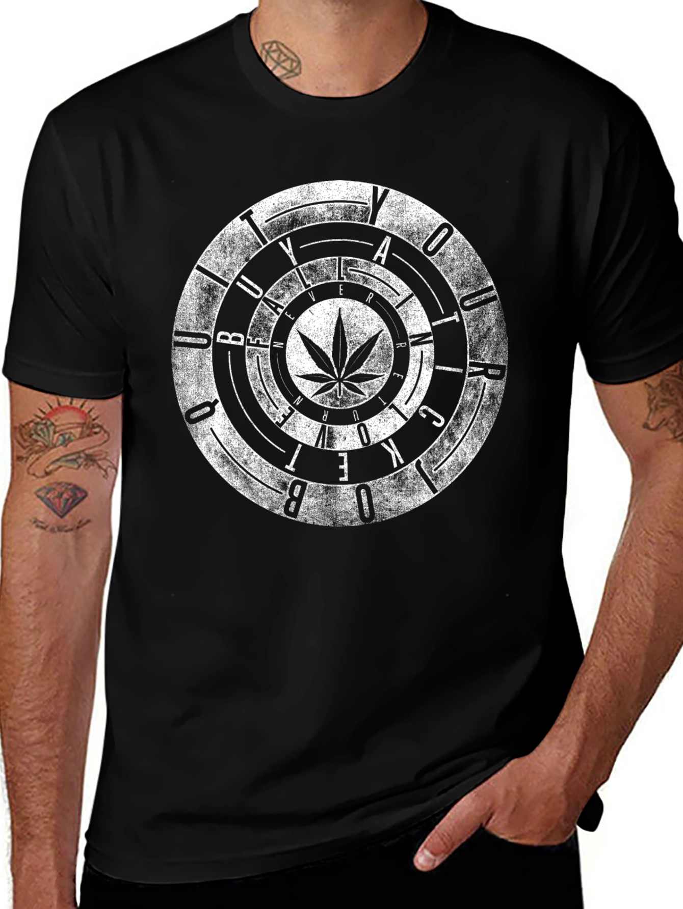 Variant 5 of Circular Graphic T-Shirt with Cannabis Leaf