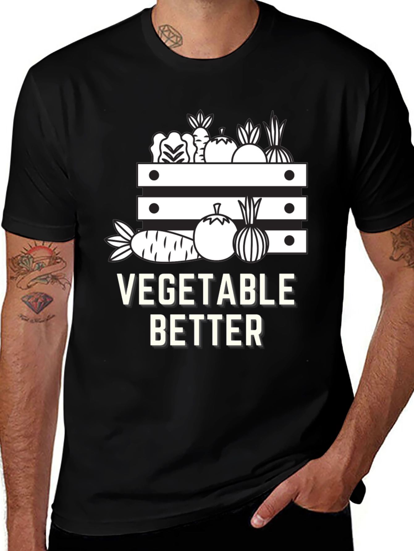 Variant 16 of Vegetable Better Graphic Tee - Black Cotton Shirt