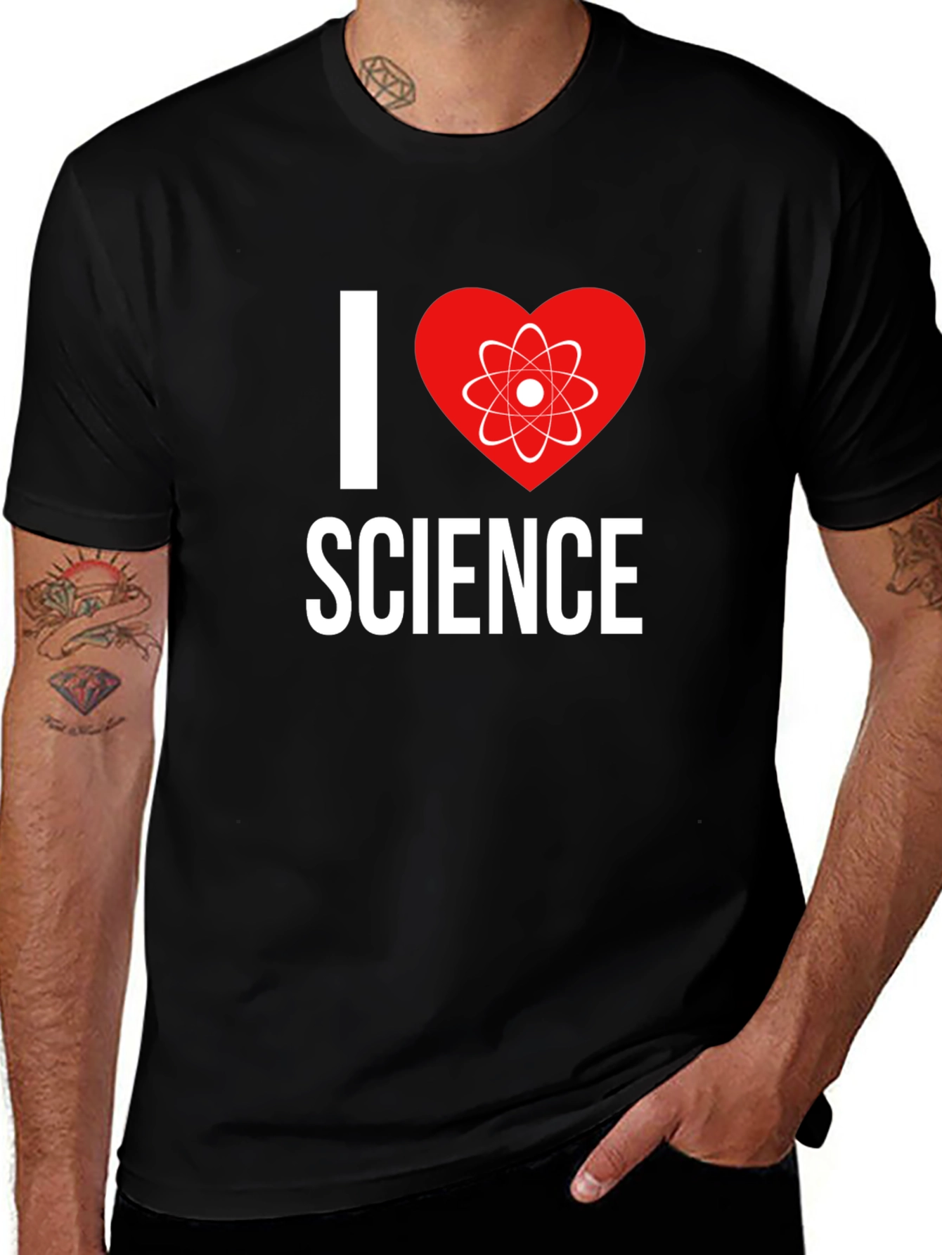 Variant 23 of I Love Science Black Graphic Tee - Atom Heart Design