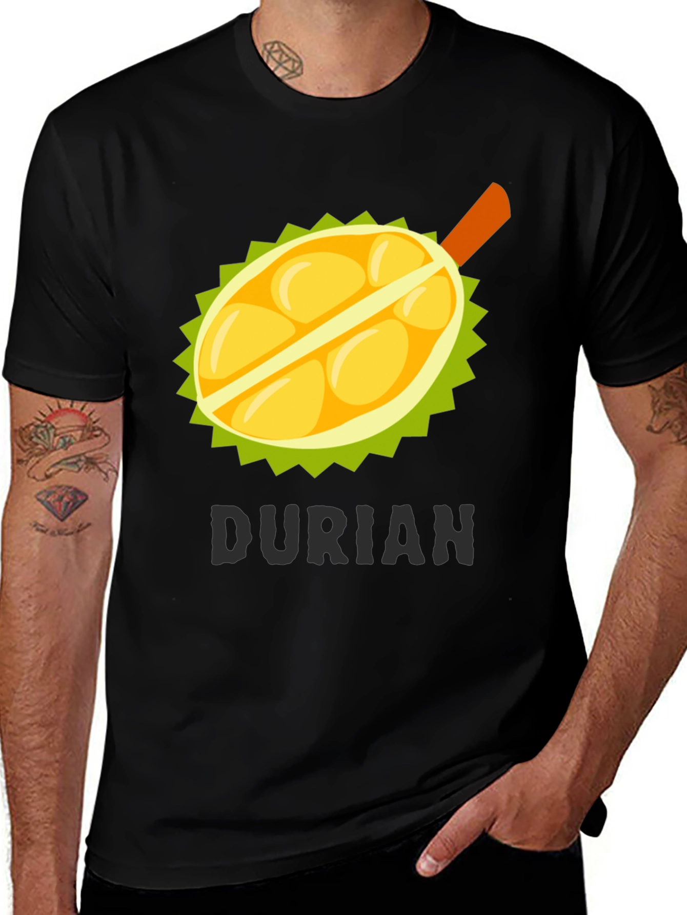 Variant 5 of Durian Fruit Graphic Tee - Unisex Black T-Shirt