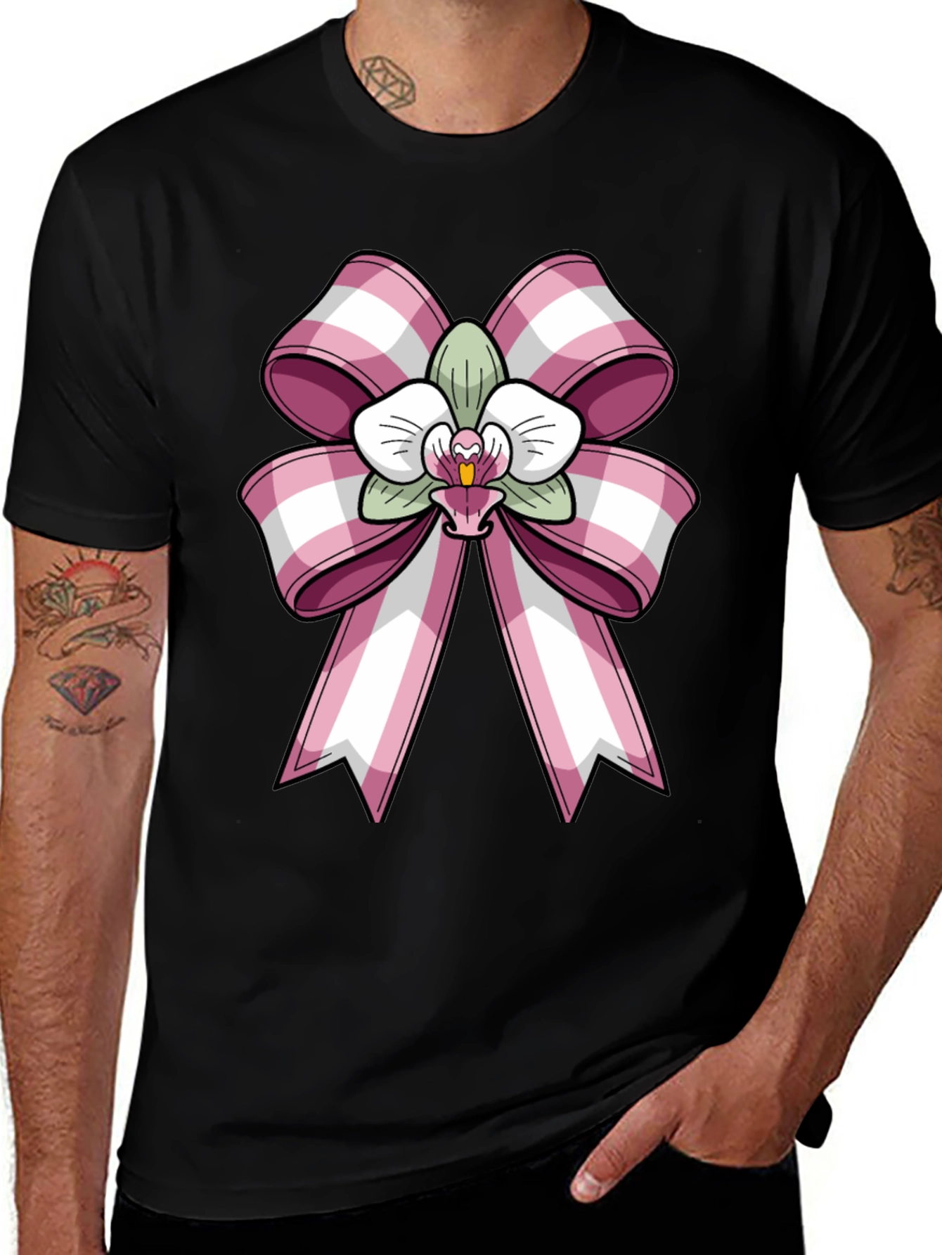 Black Orchid Bow Graphic Tee - Stylish Casual Wear main image
