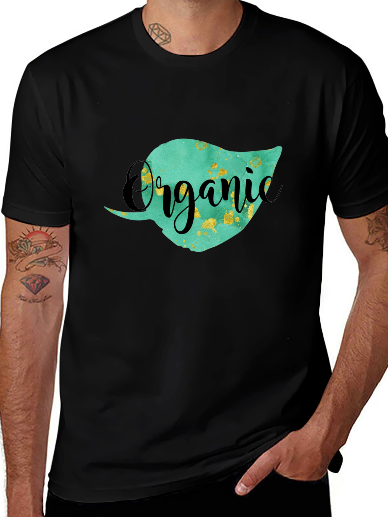 Variant 24 of Organic Leaf Graphic T-Shirt - Unisex Black Tee