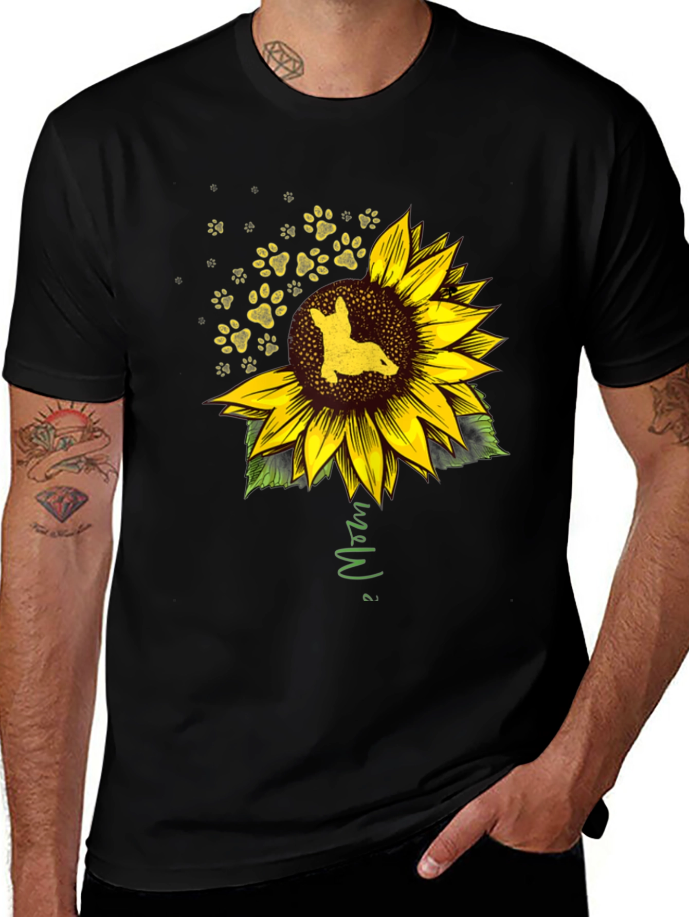 Variant 13 of Sunflower Dog Mom T-Shirt - Black Cotton Tee
