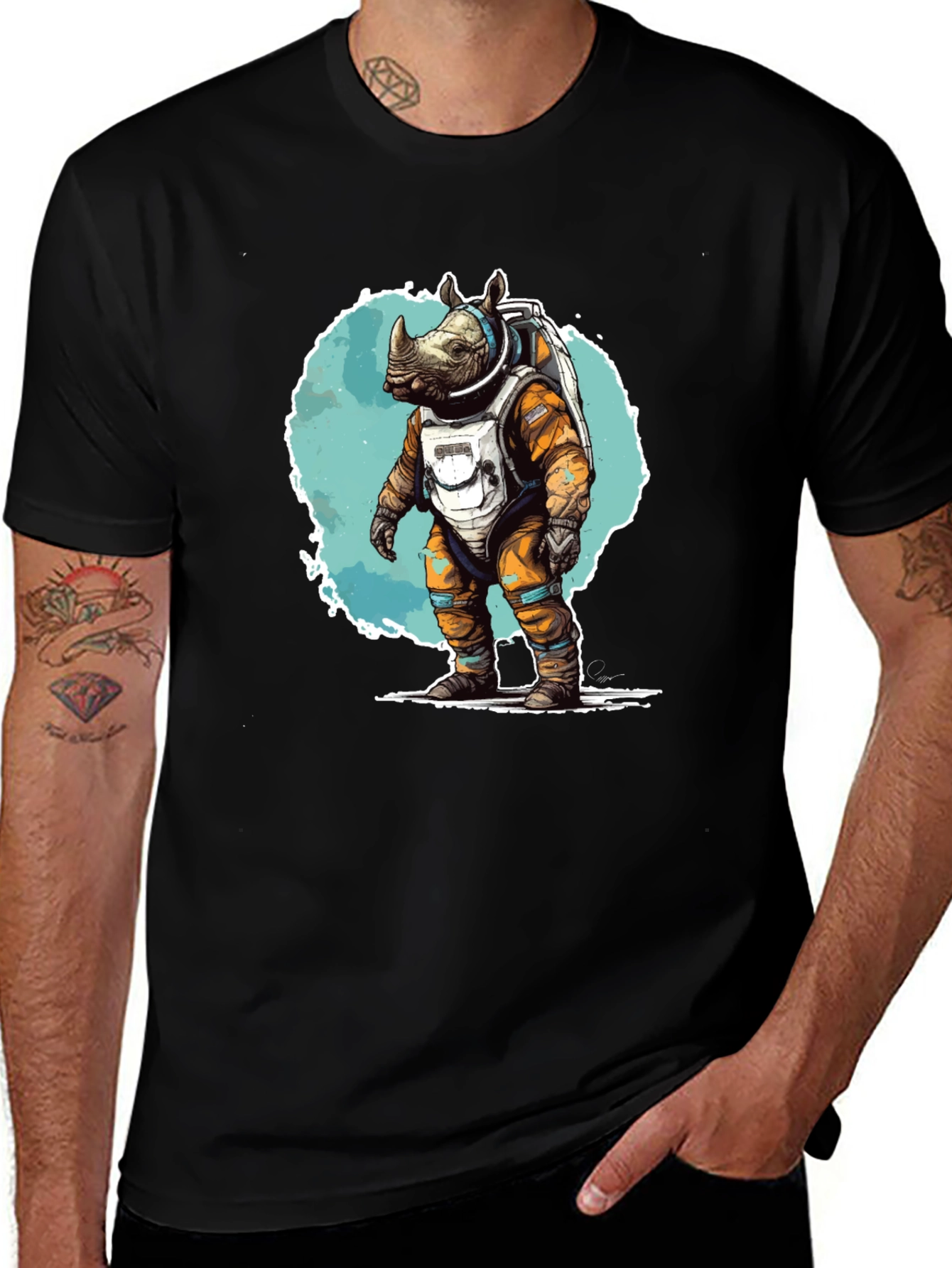 Variant 11 of Astronaut Rhino Graphic T-Shirt