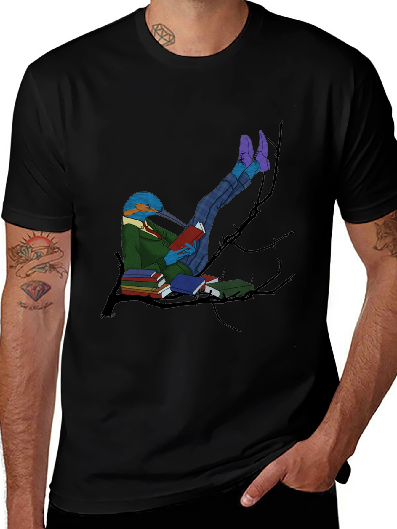 Variant 24 of Kingfisher Reader Graphic Tee - Bird Lover T-Shirt