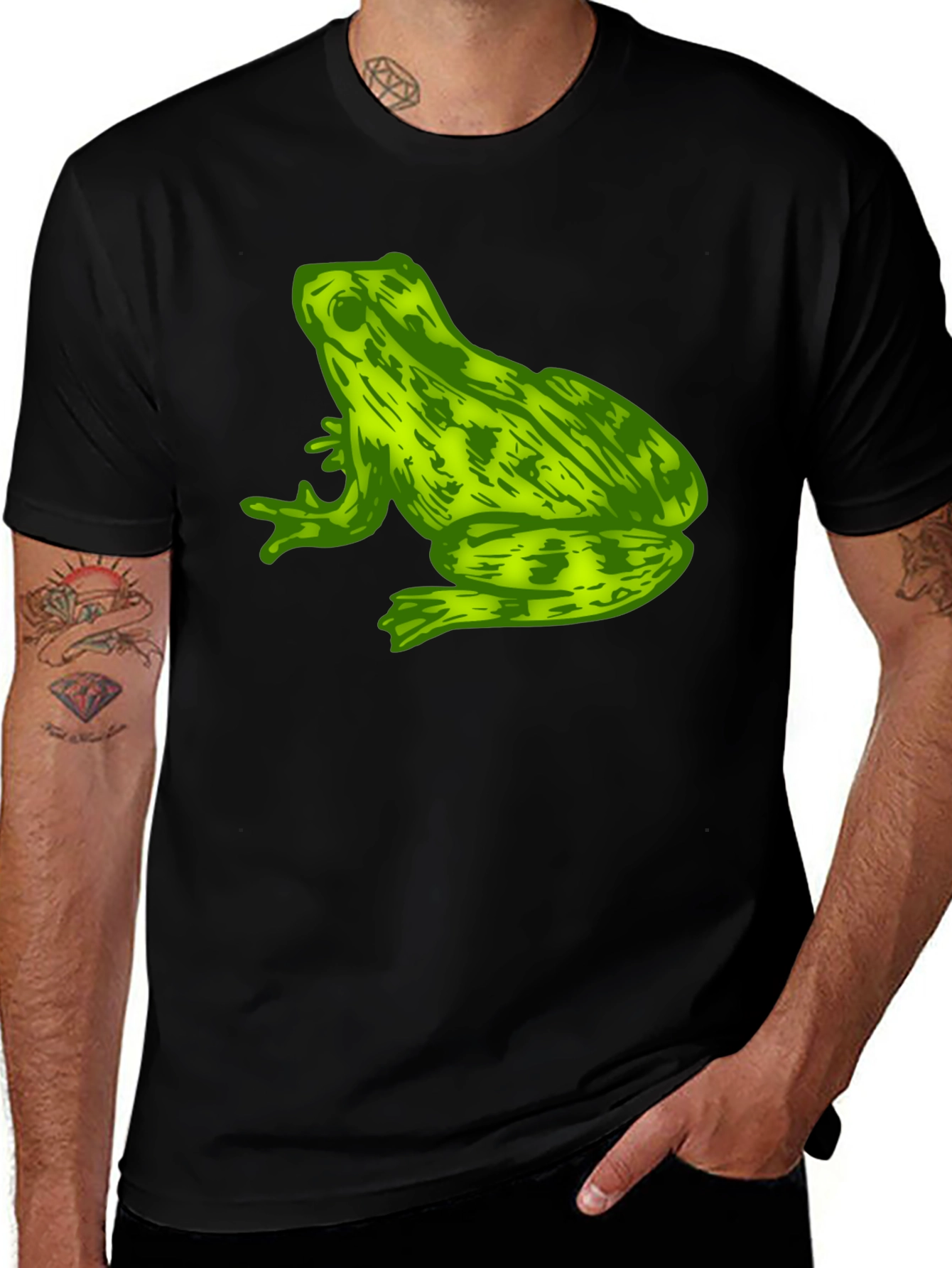 Black Frog Graphic Print Men's T-Shirt - Black main image