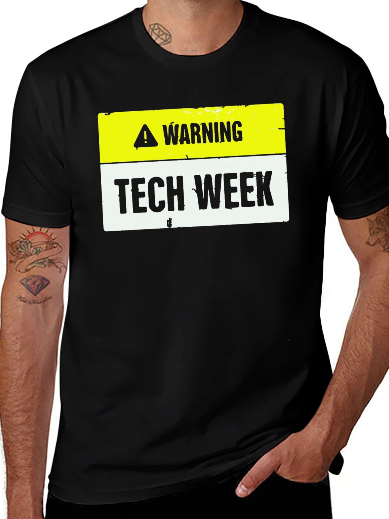 Warning Tech Week Black T-Shirt