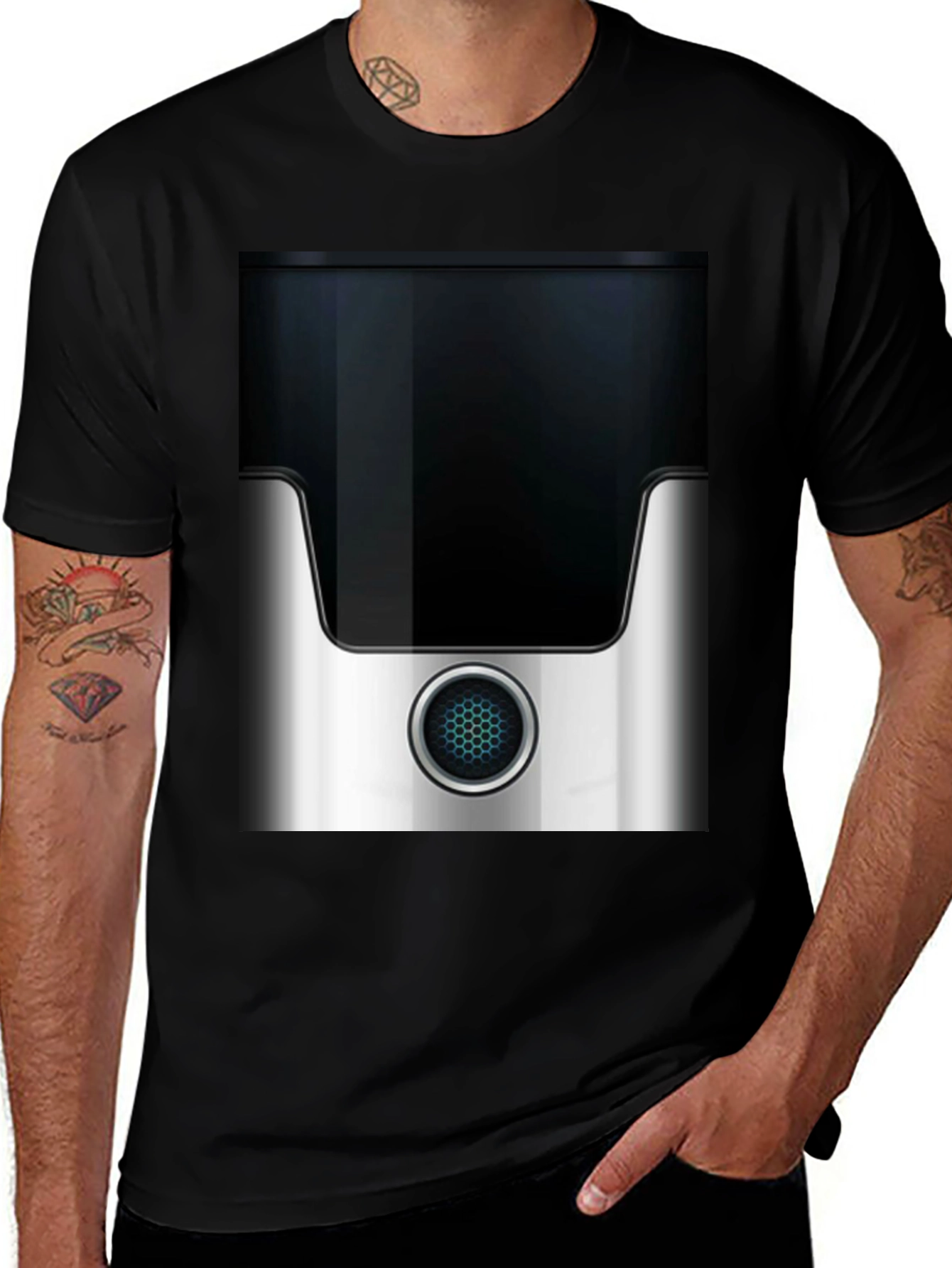 Variant 2 of Abstract Black & Silver Graphic Print Men's T-Shirt