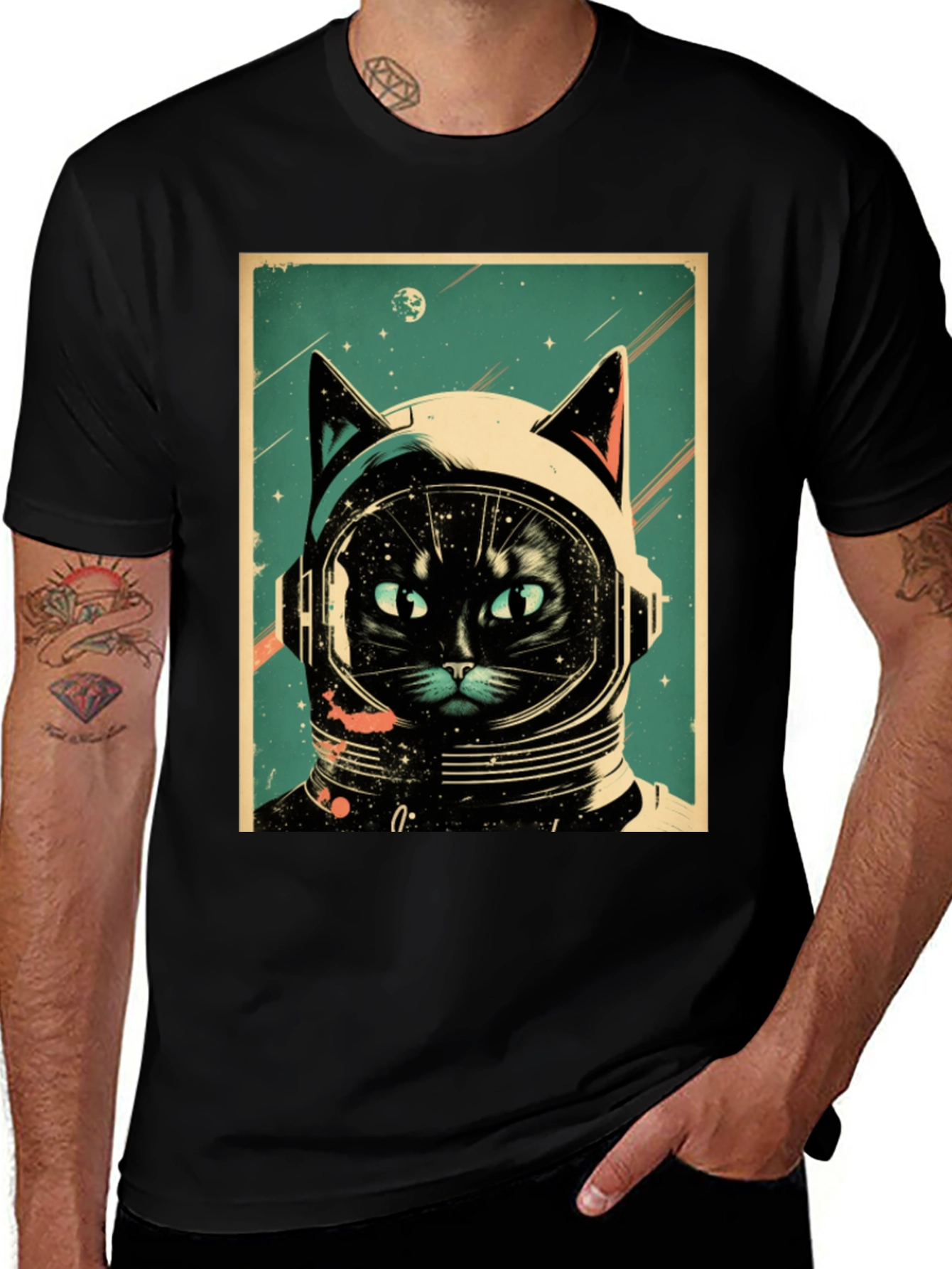 Variant 5 of Space Cat T-Shirt: Astronaut Kitty Design