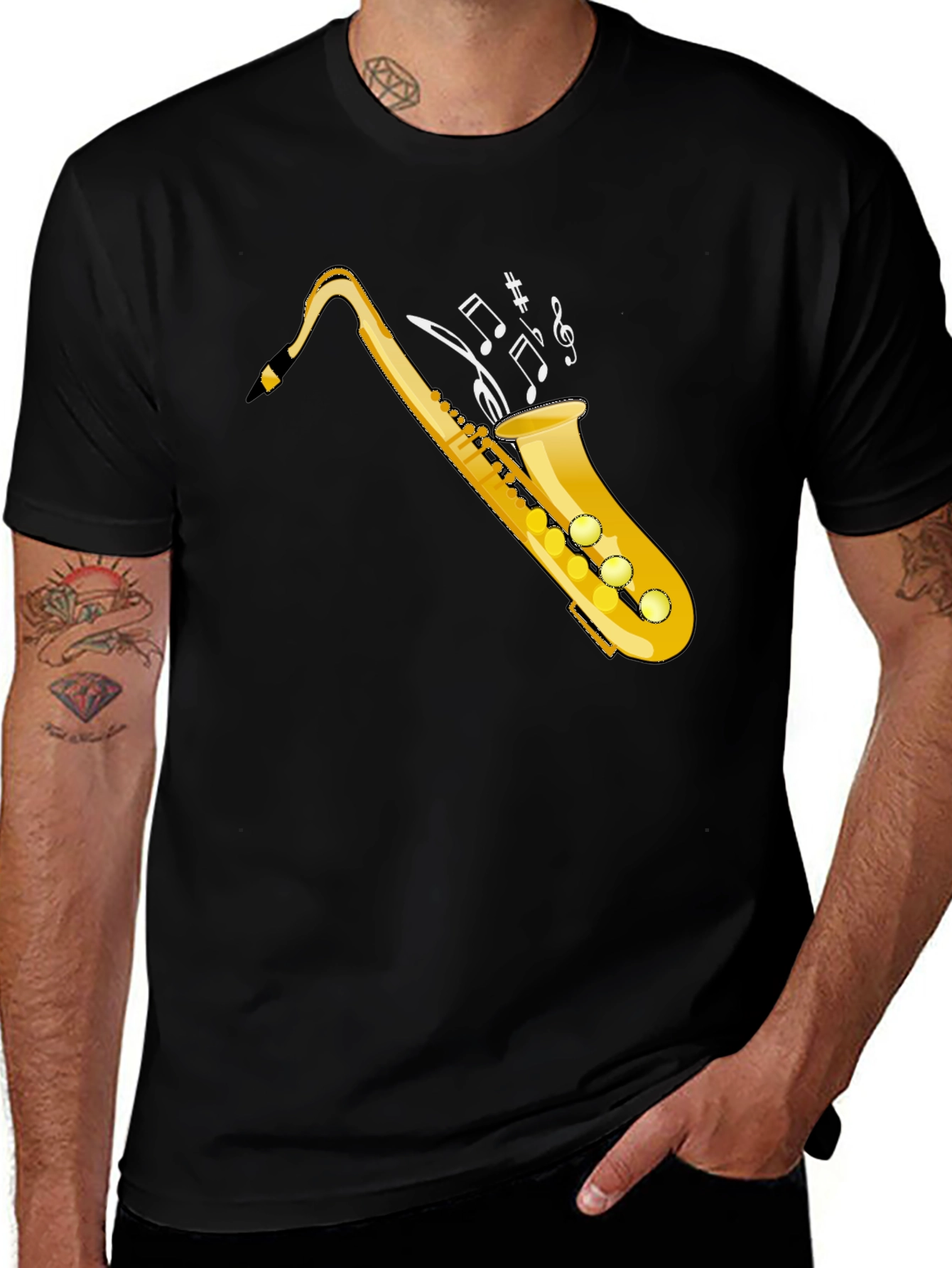 Variant 21 of Saxophone Music Notes Graphic Tee