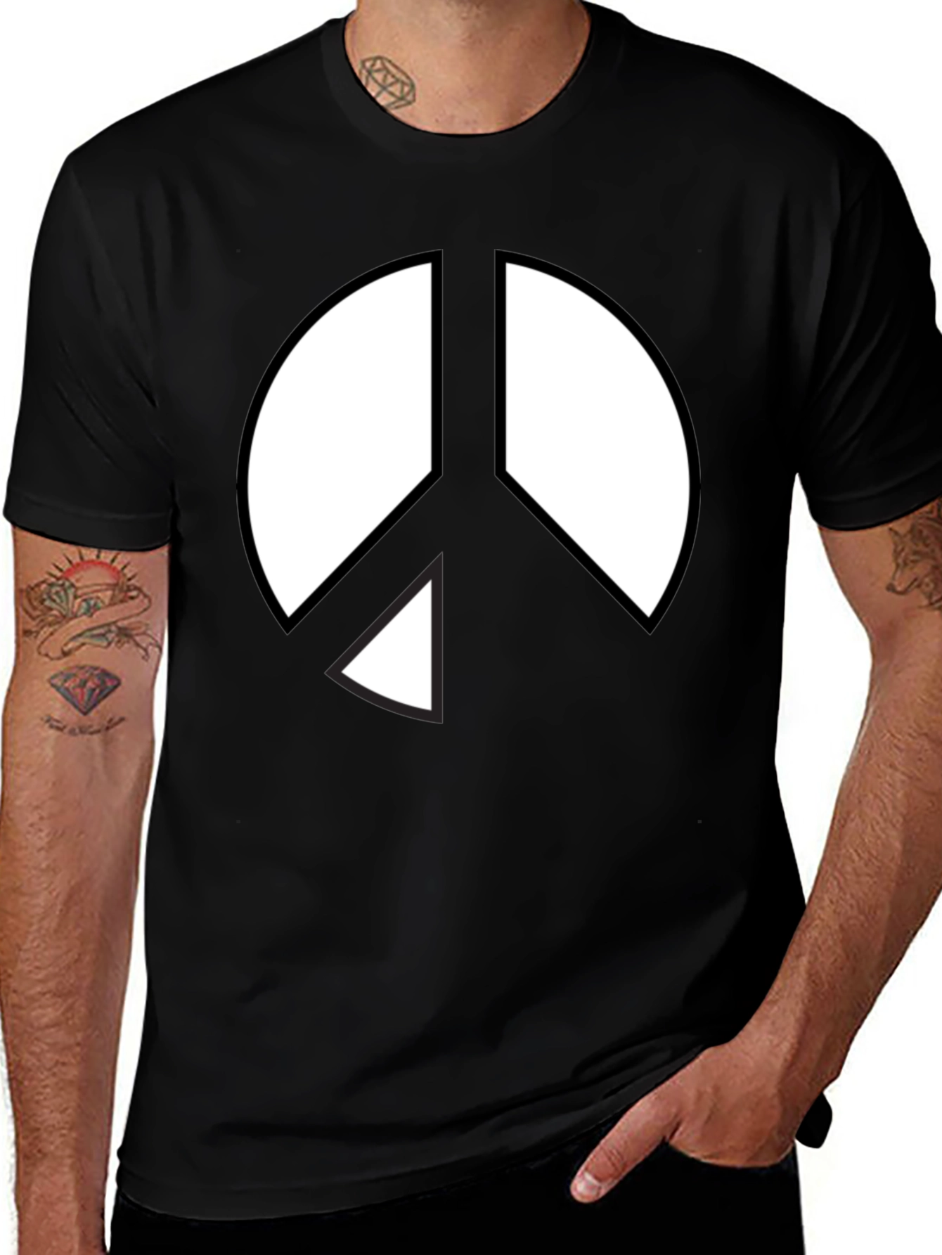 Variant 14 of Peace Sign Graphic T-Shirt - Black