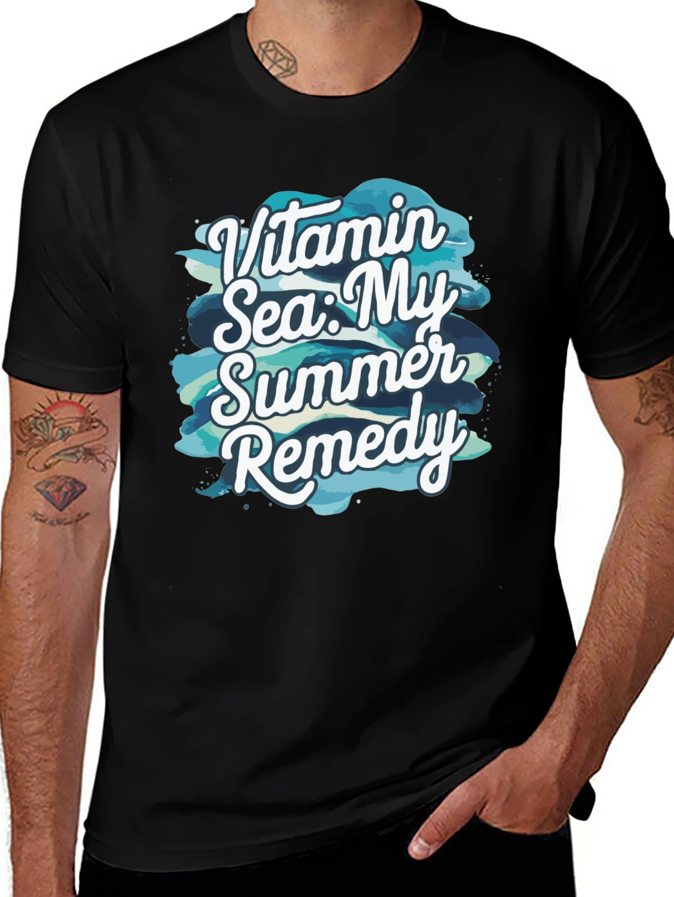 Variant 17 of Vitamin Sea Summer Remedy Black T-Shirt