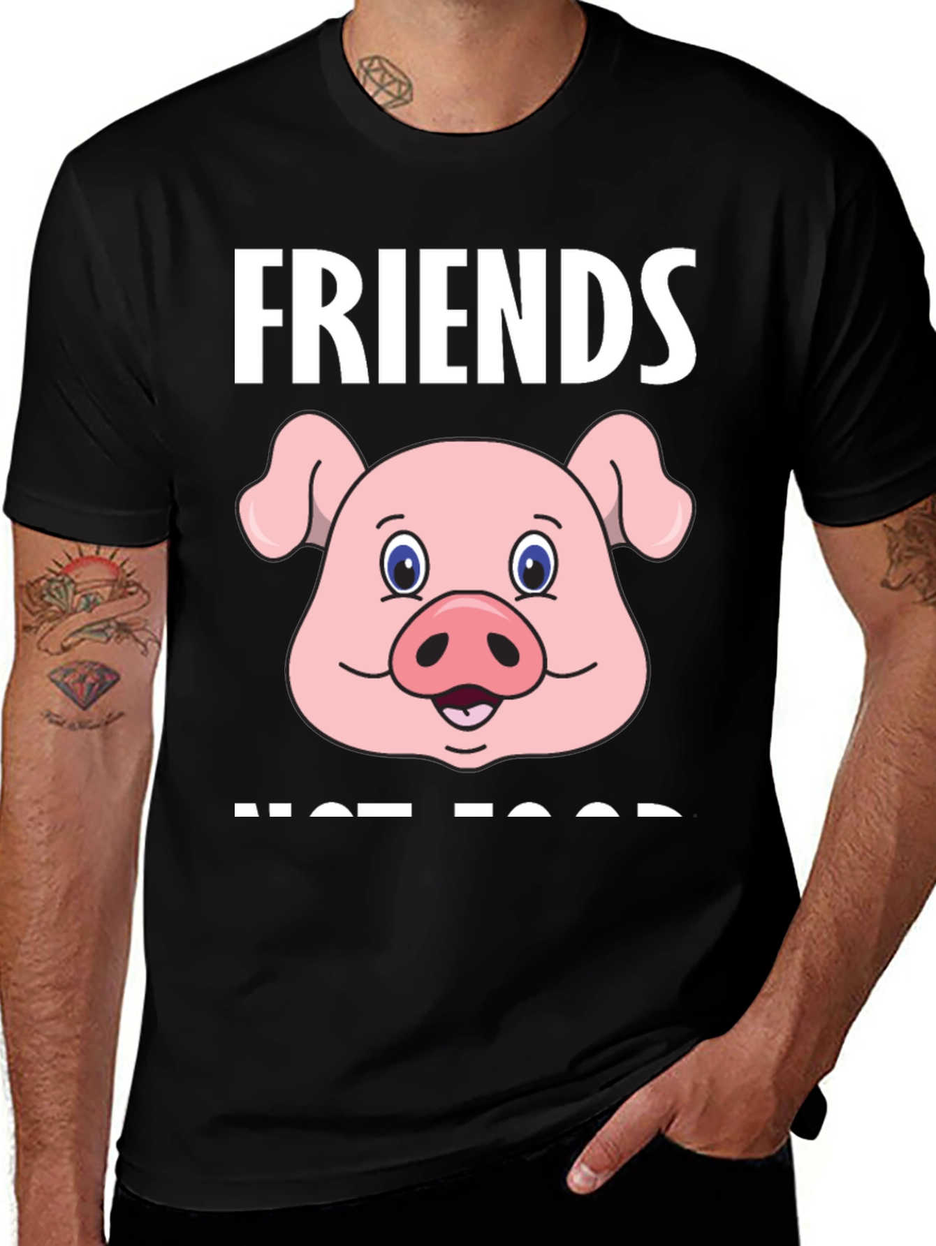 Variant 4 of Friends Not Food Pig Graphic Tee