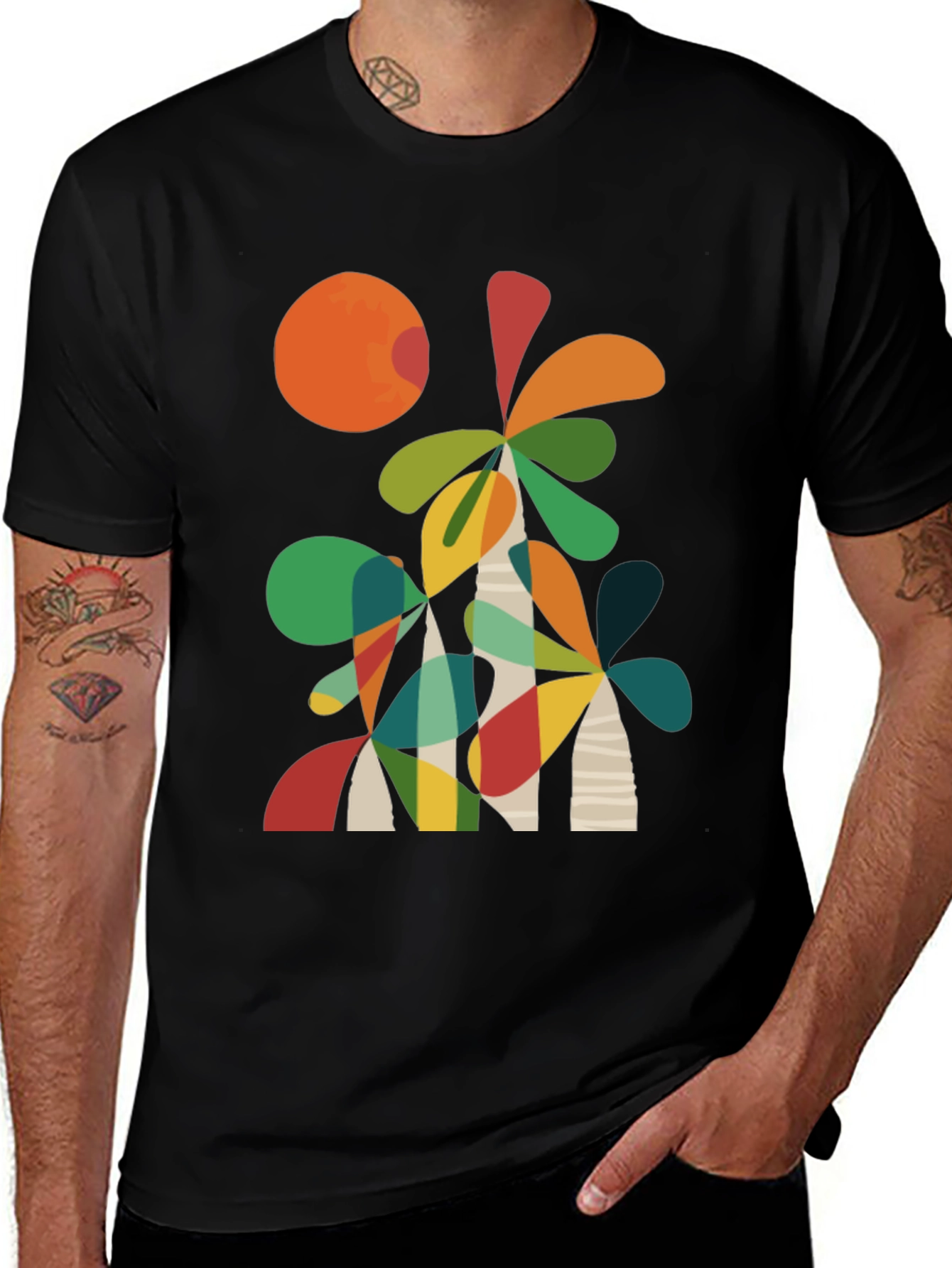 Variant 22 of Abstract Graphic Print Black T-Shirt
