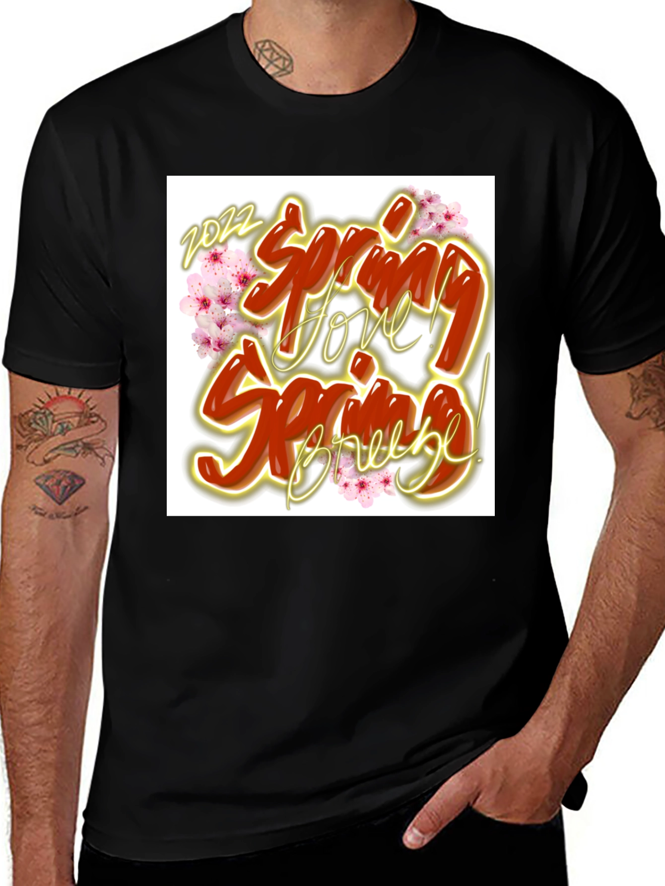 Variant 7 of Spring Love Breeze Black Graphic T-Shirt