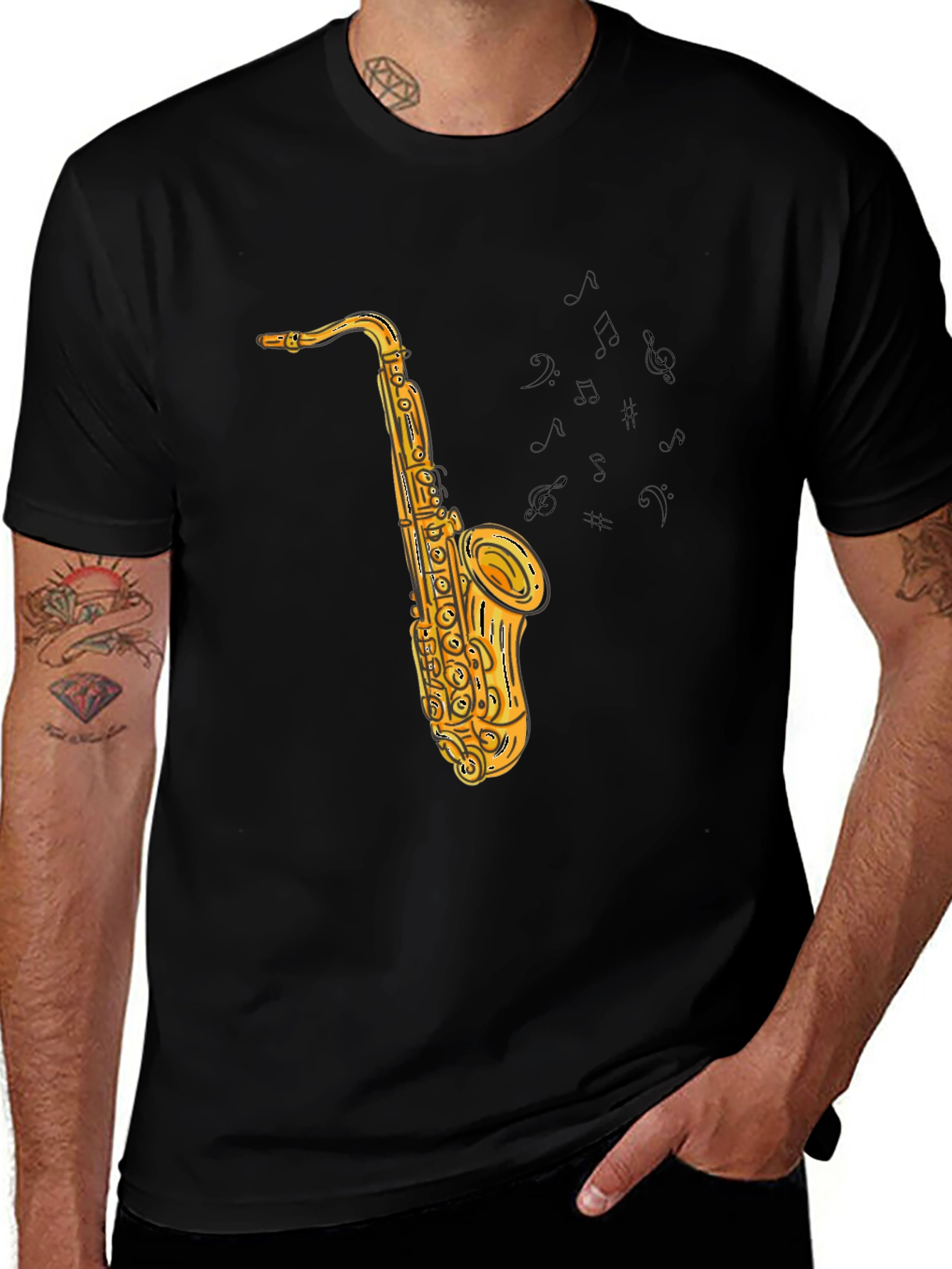 Variant 5 of Saxophone Graphic Print Tee - Cool Music Shirt