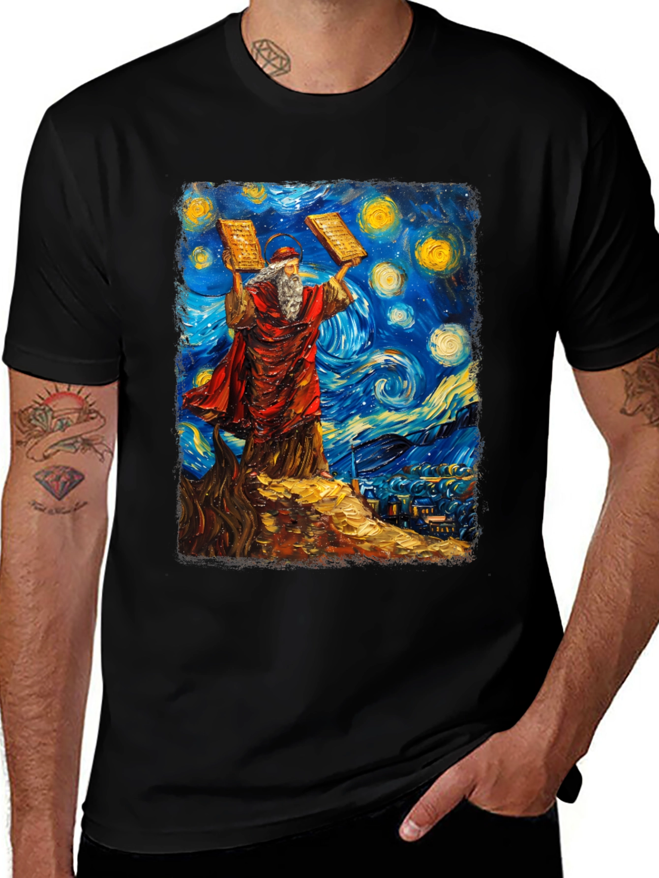 Variant 5 of Moses Starry Night T-Shirt Art Tee