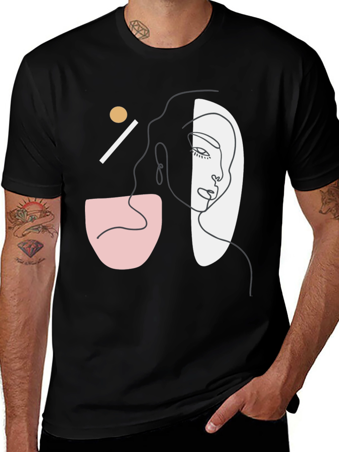 Variant 14 of Abstract Face Graphic Tee - Modern Art Style