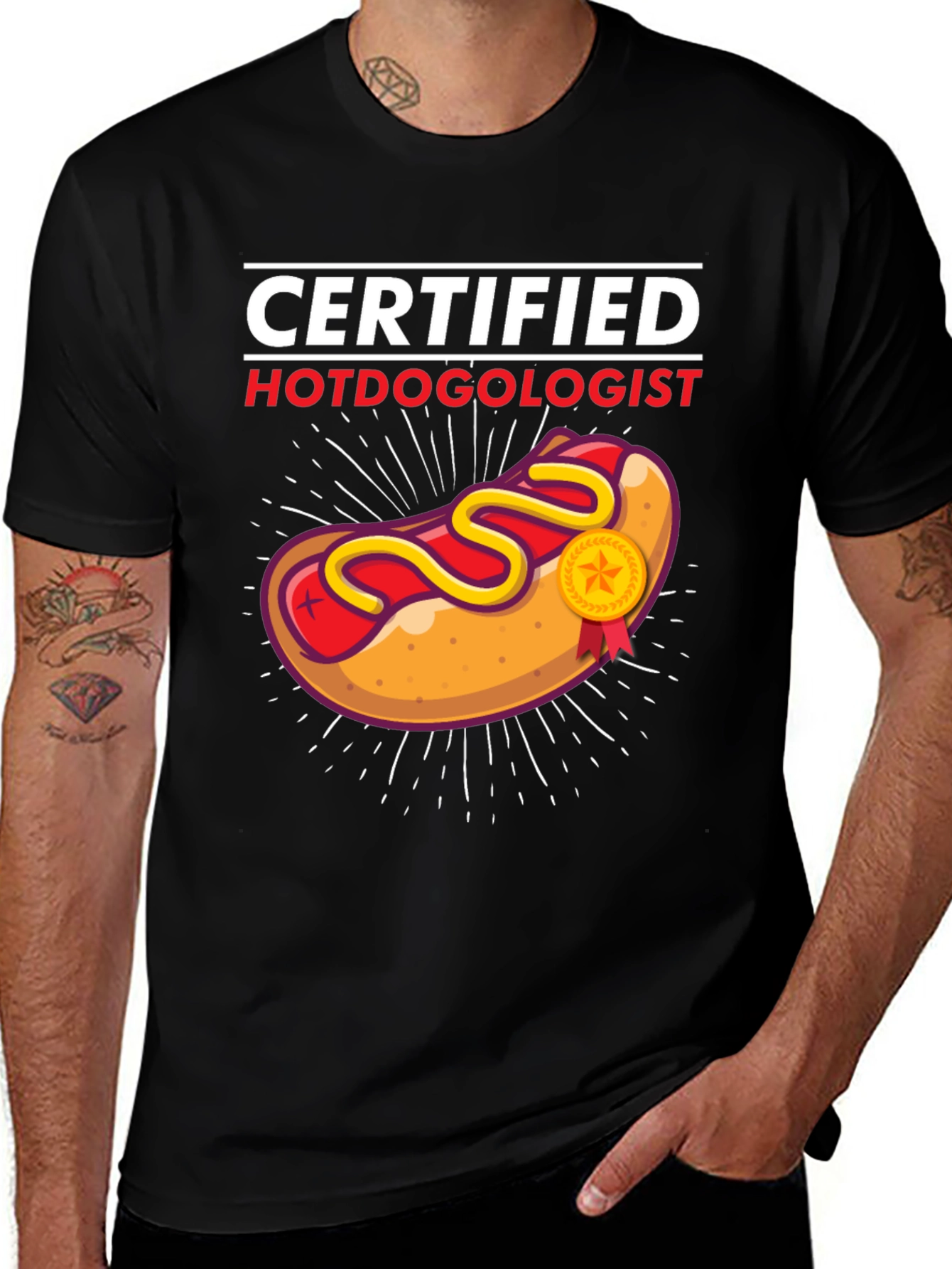 Variant 2 of Certified Hotdogologist Black Graphic T-Shirt