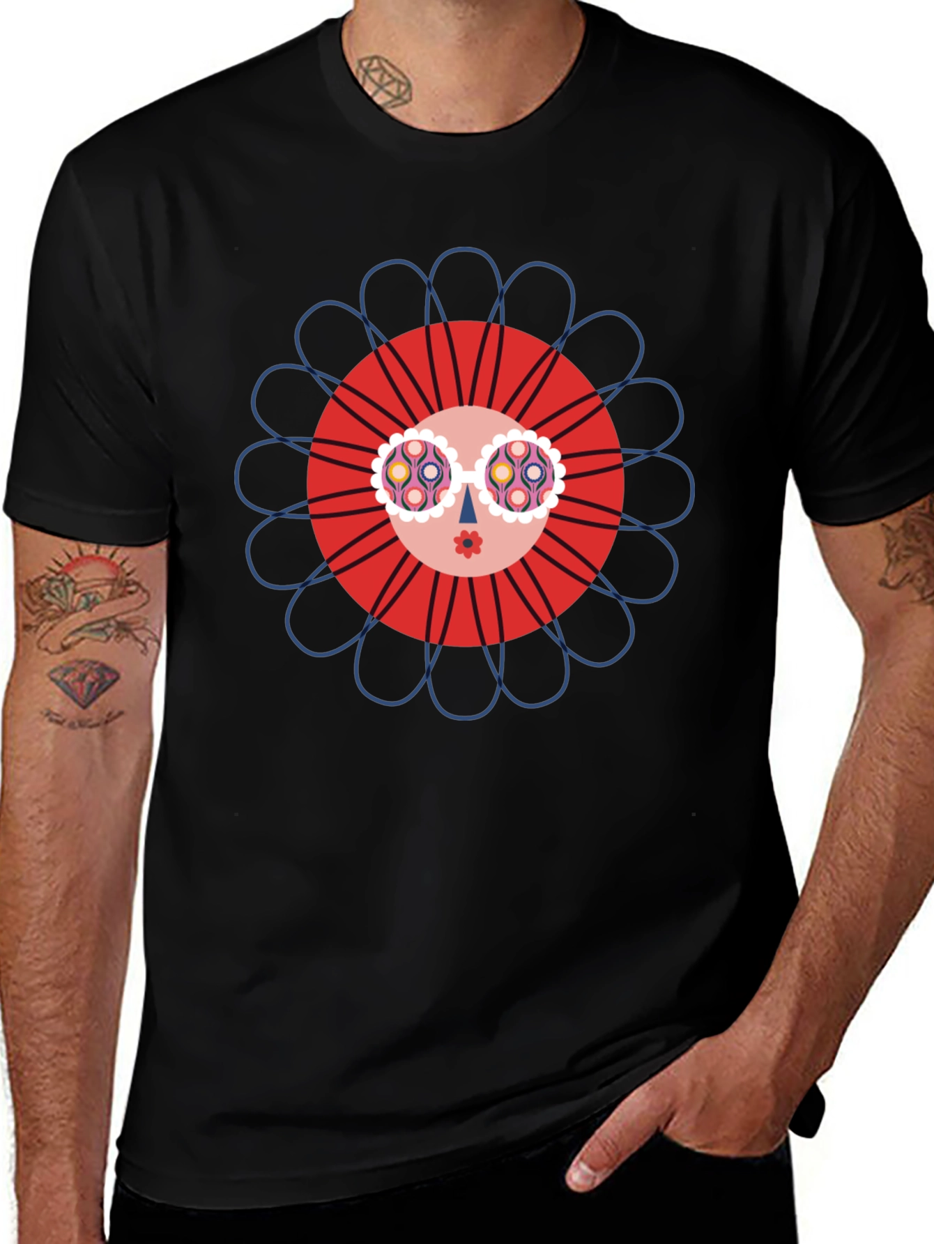 Retro Flower Graphic Tee - Unique Design, Soft Cotton