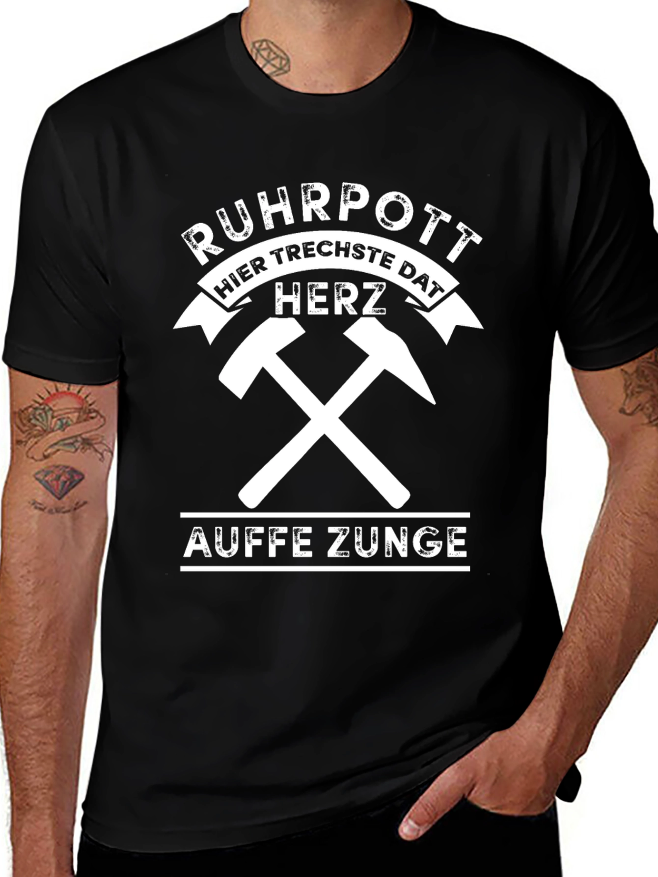 Ruhrpott Heart Tongue Graphic Black T-Shirt