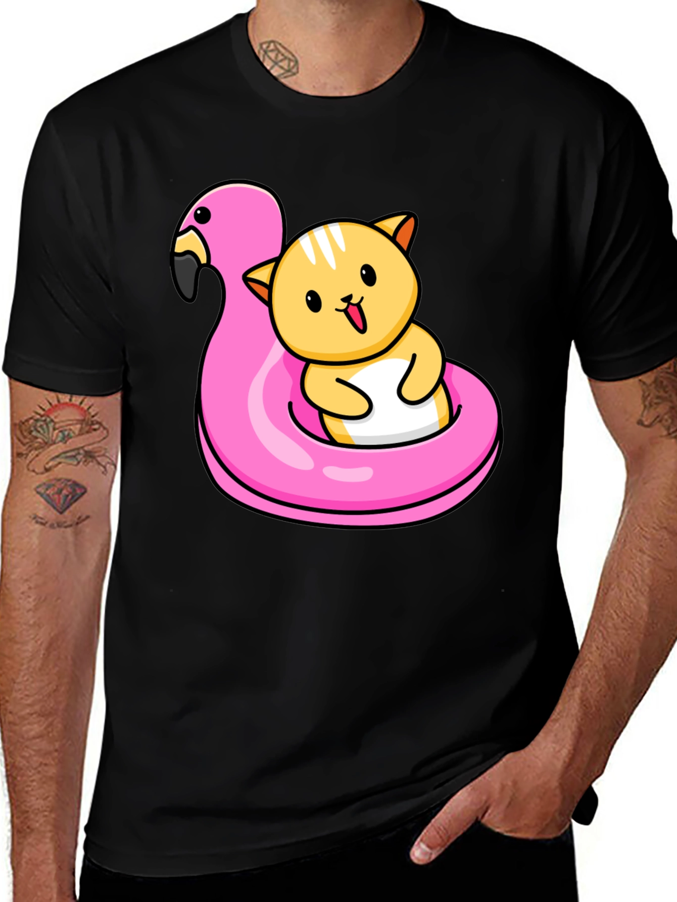 Variant 20 of Cute Cat Flamingo Pool Float T-Shirt