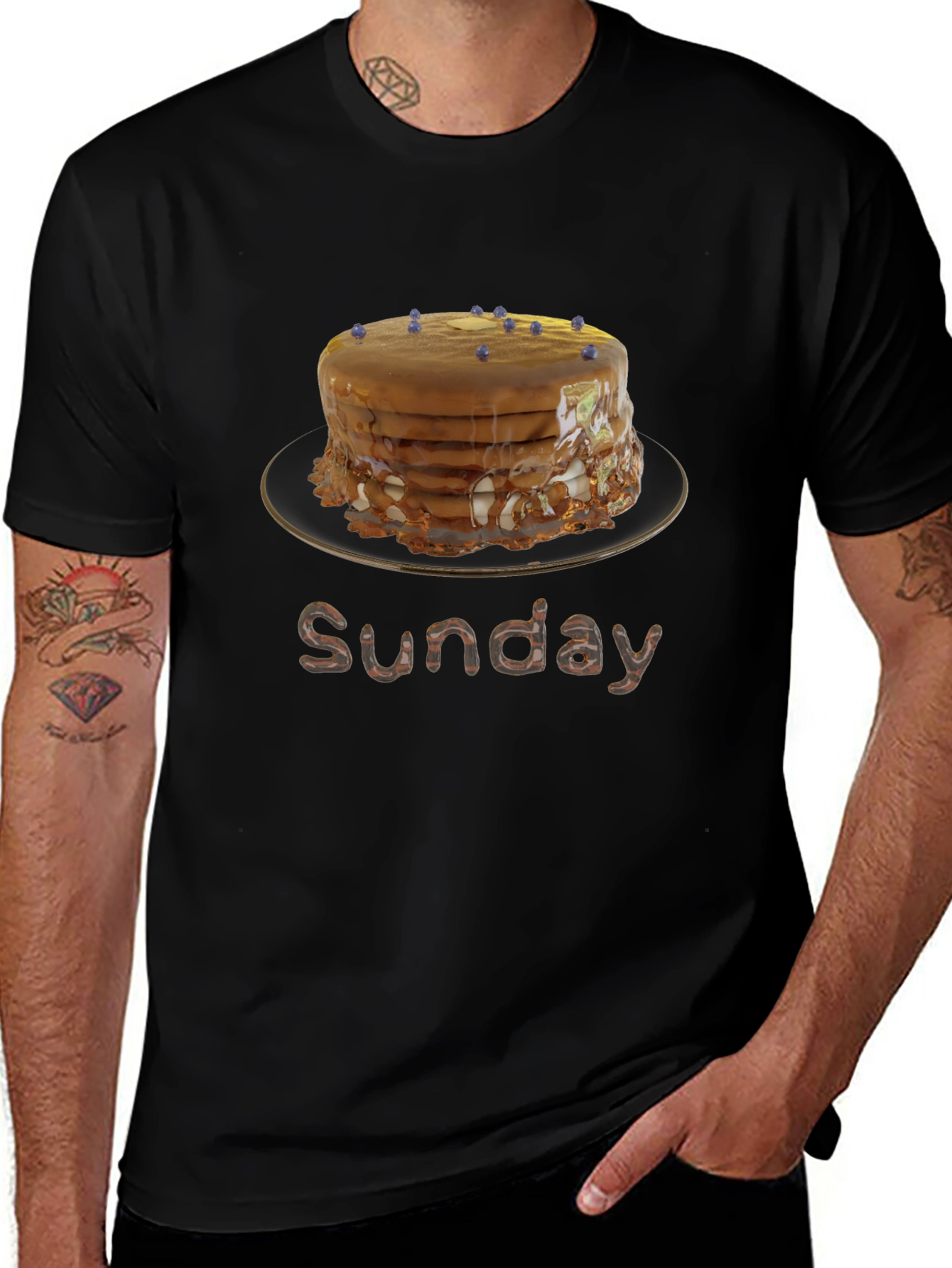 Variant 26 of Sunday Pancake Stack T-Shirt - Foodie Apparel