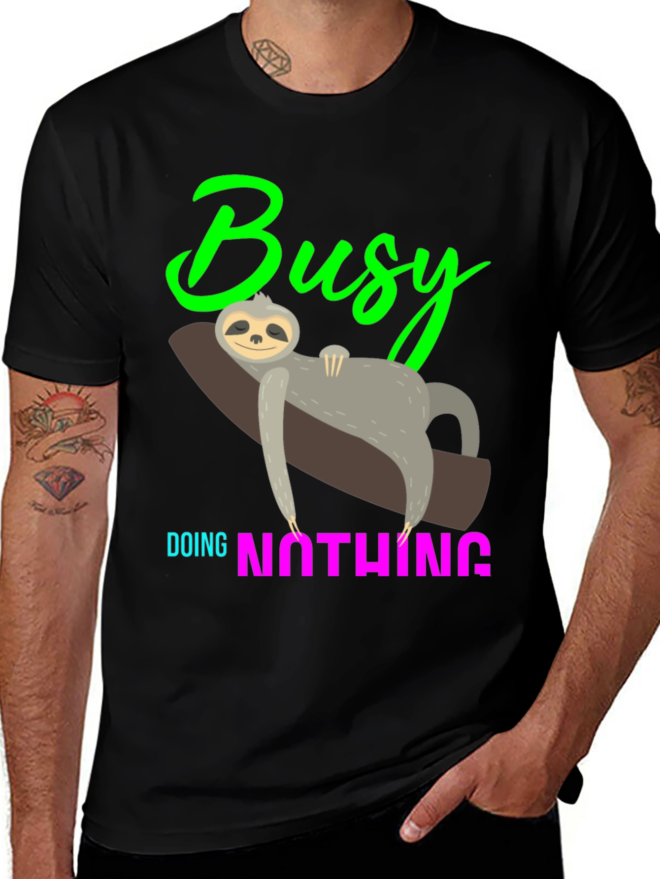 Variant 4 of Busy Doing Nothing Sloth Tee - Relaxed & Fun
