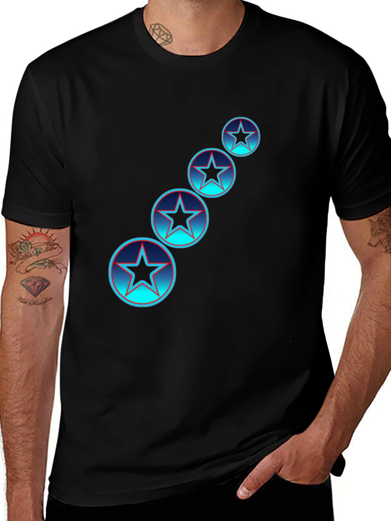 Variant 13 of Star Circle Graphic Tee - Black