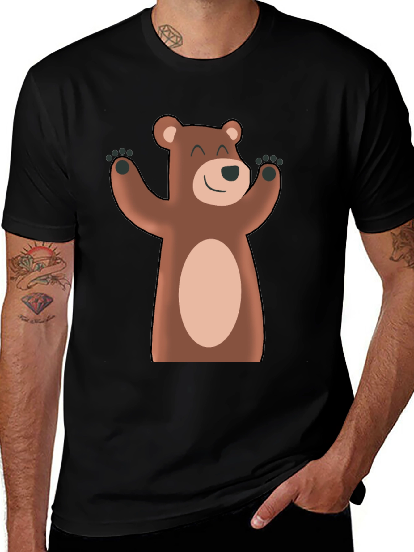 Variant 29 of Cute Cartoon Bear Black T-Shirt
