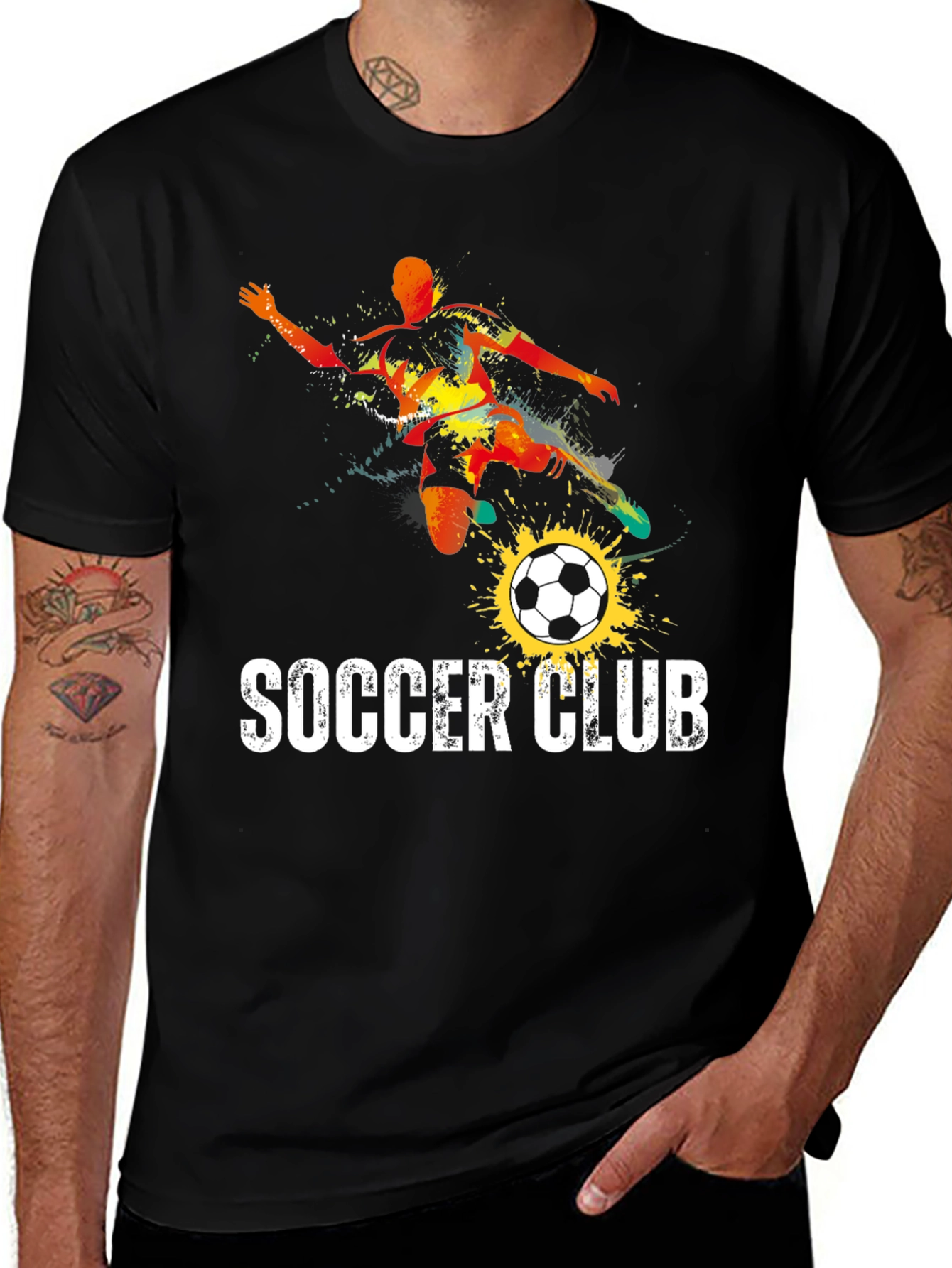 Variant 15 of Soccer Club Graphic Tee - Stylish Black Cotton T-Shirt