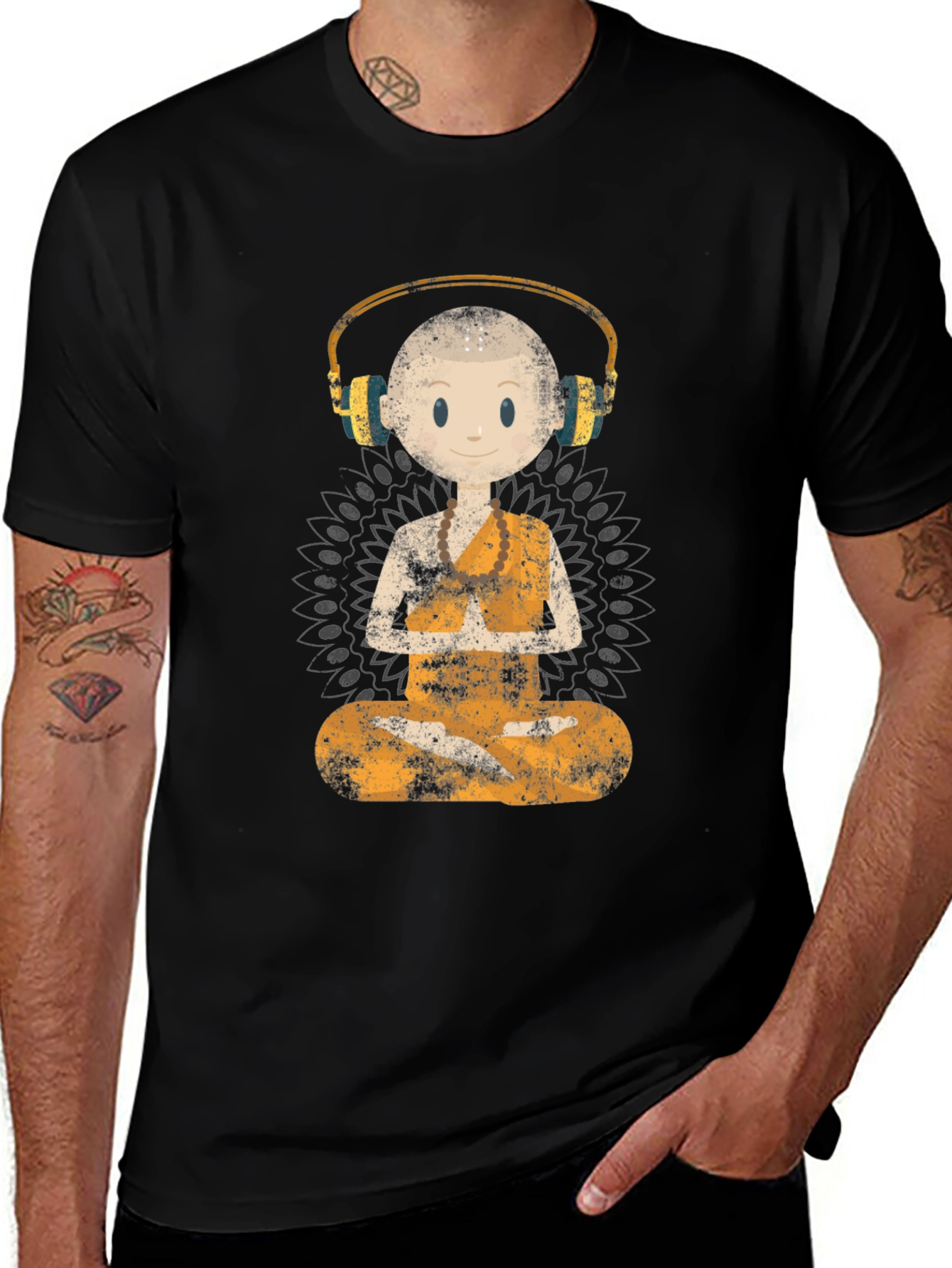 Variant 29 of Zen Monk DJ Graphic Tee - Black T-Shirt