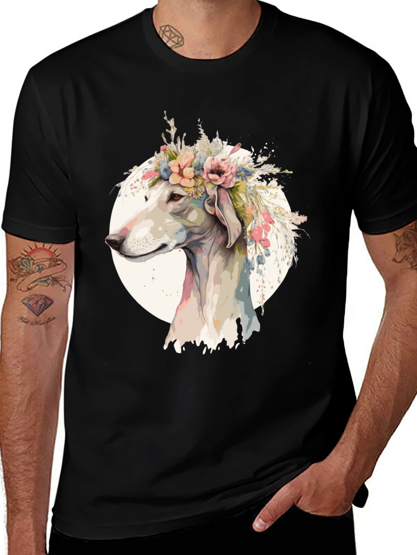 Variant 7 of Dog with Flower Crown Graphic Tee